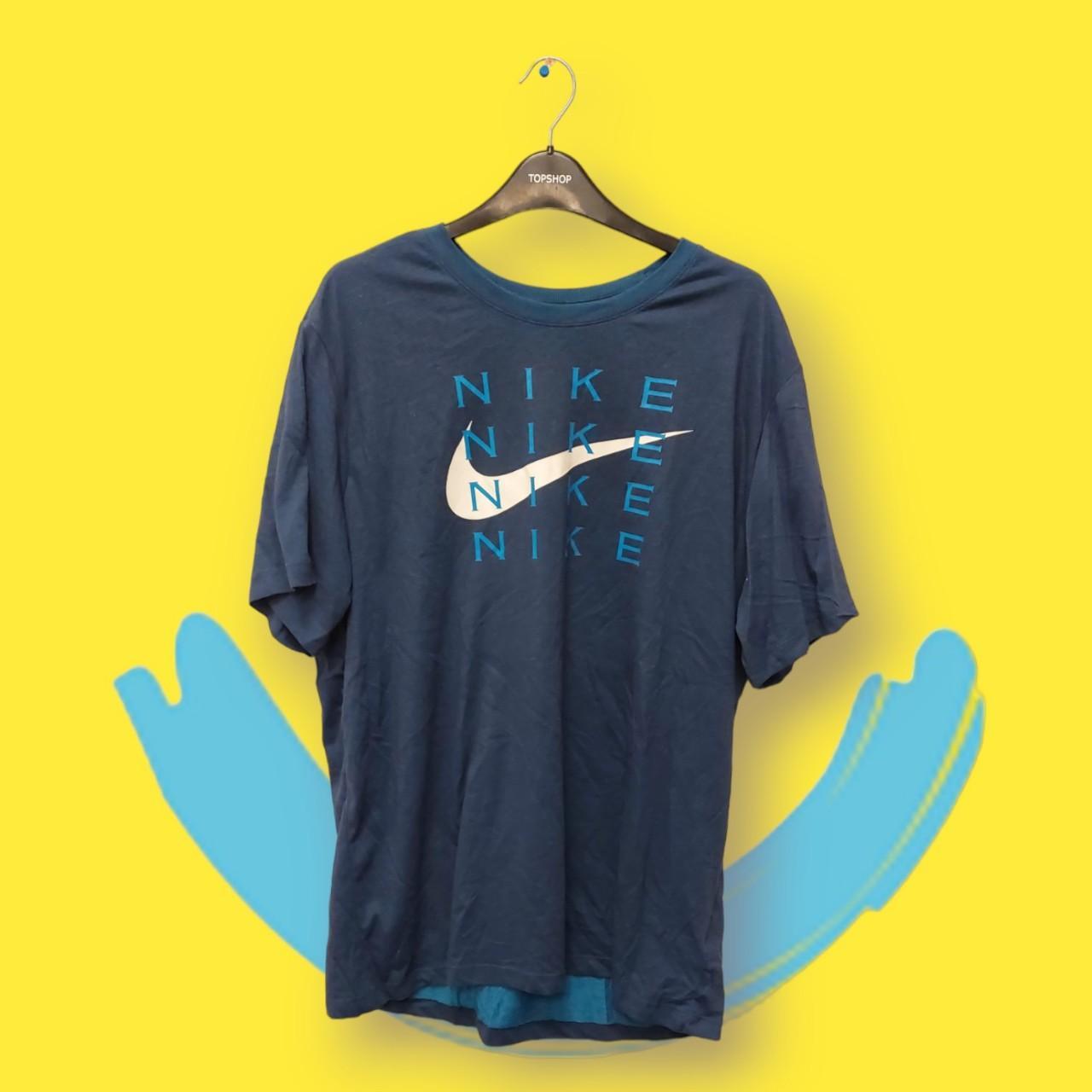 Blue Nike t shirt mens retro vintage rave Size... - Depop