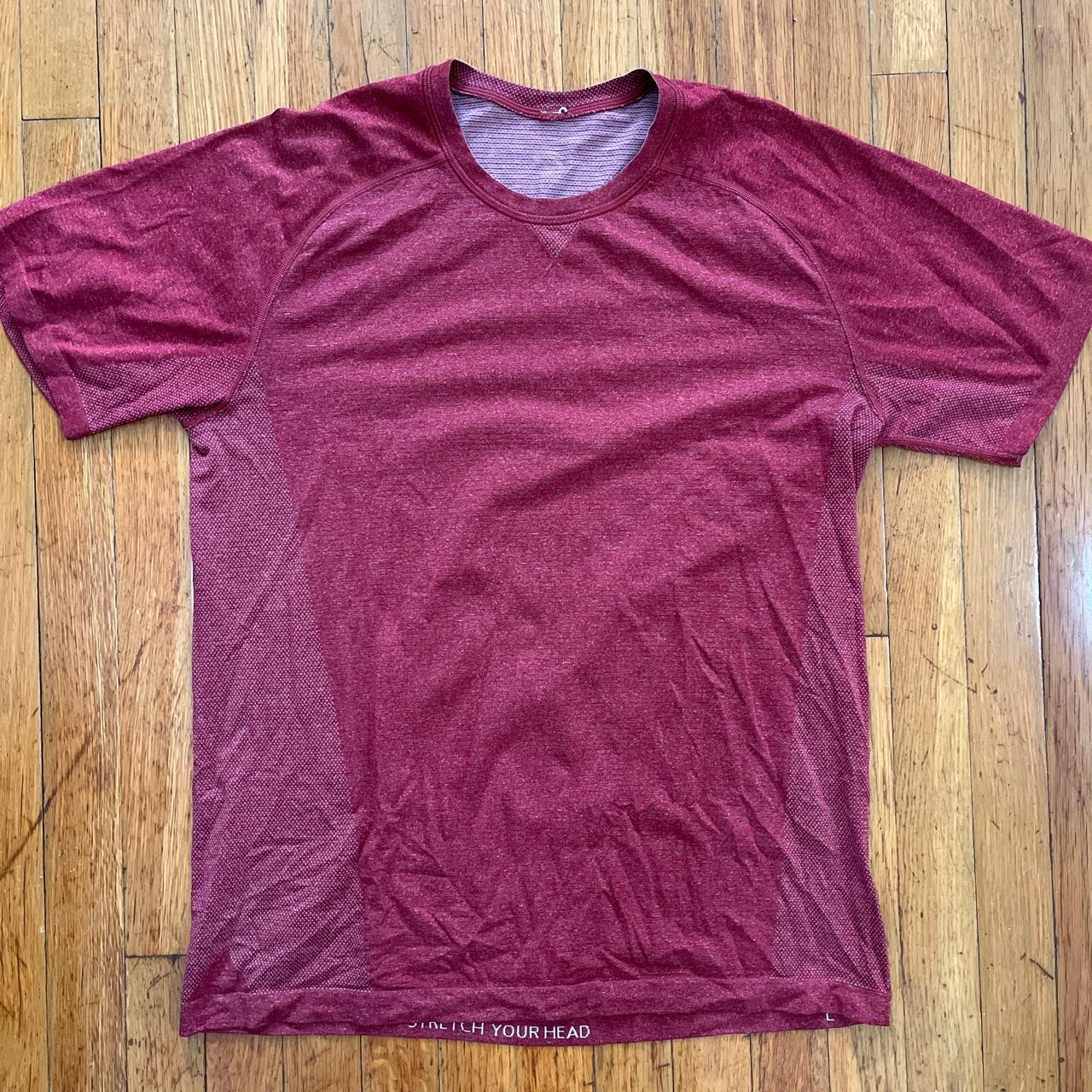 Lululemon Men's Burgundy and Red Tshirt Depop