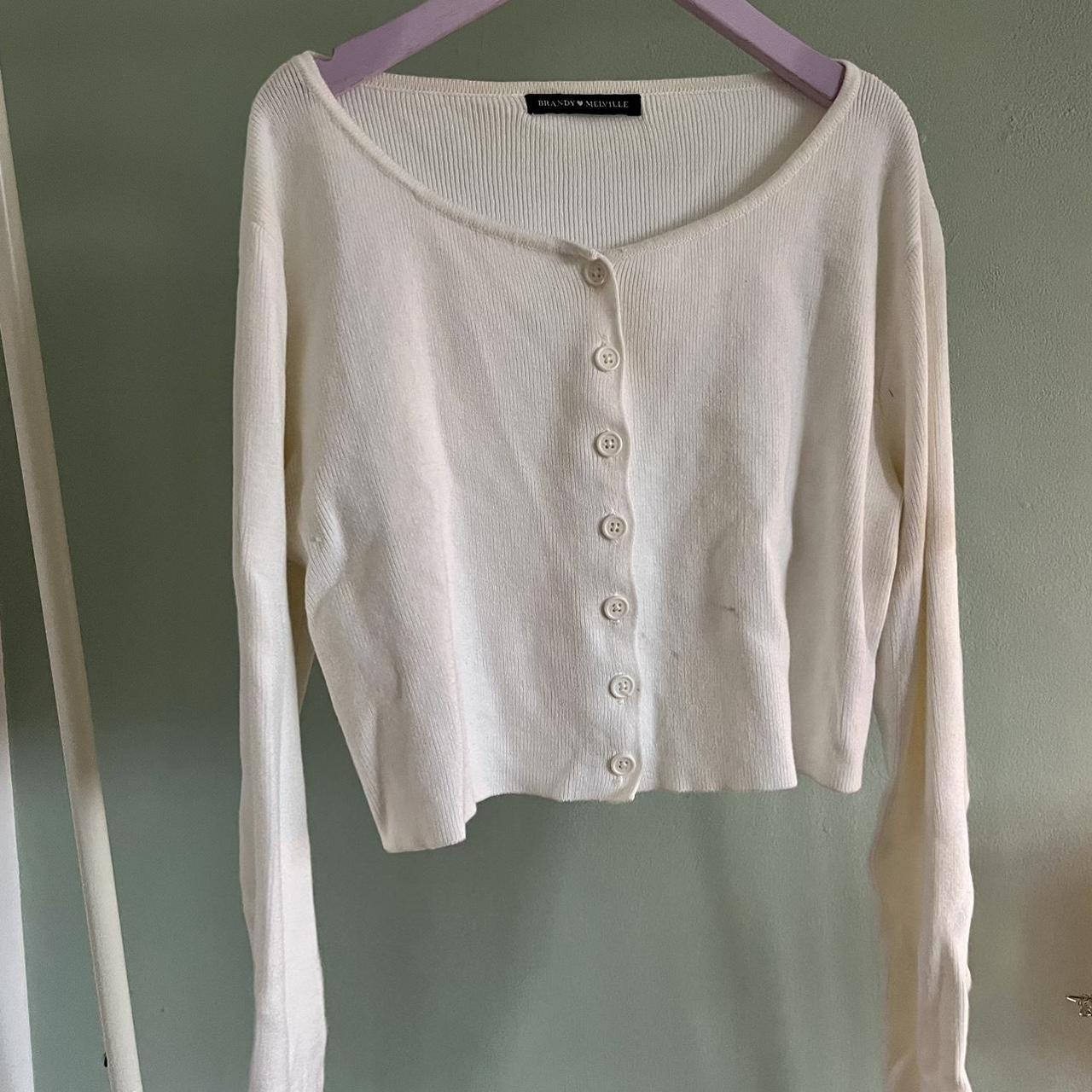 Brandy Melville Women's White and Cream Cardigan | Depop