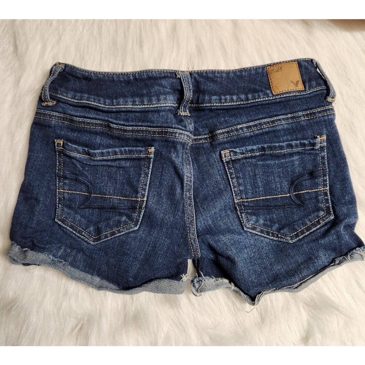 American Eagle Womens Jean Shorts Size 0 Dark... - Depop