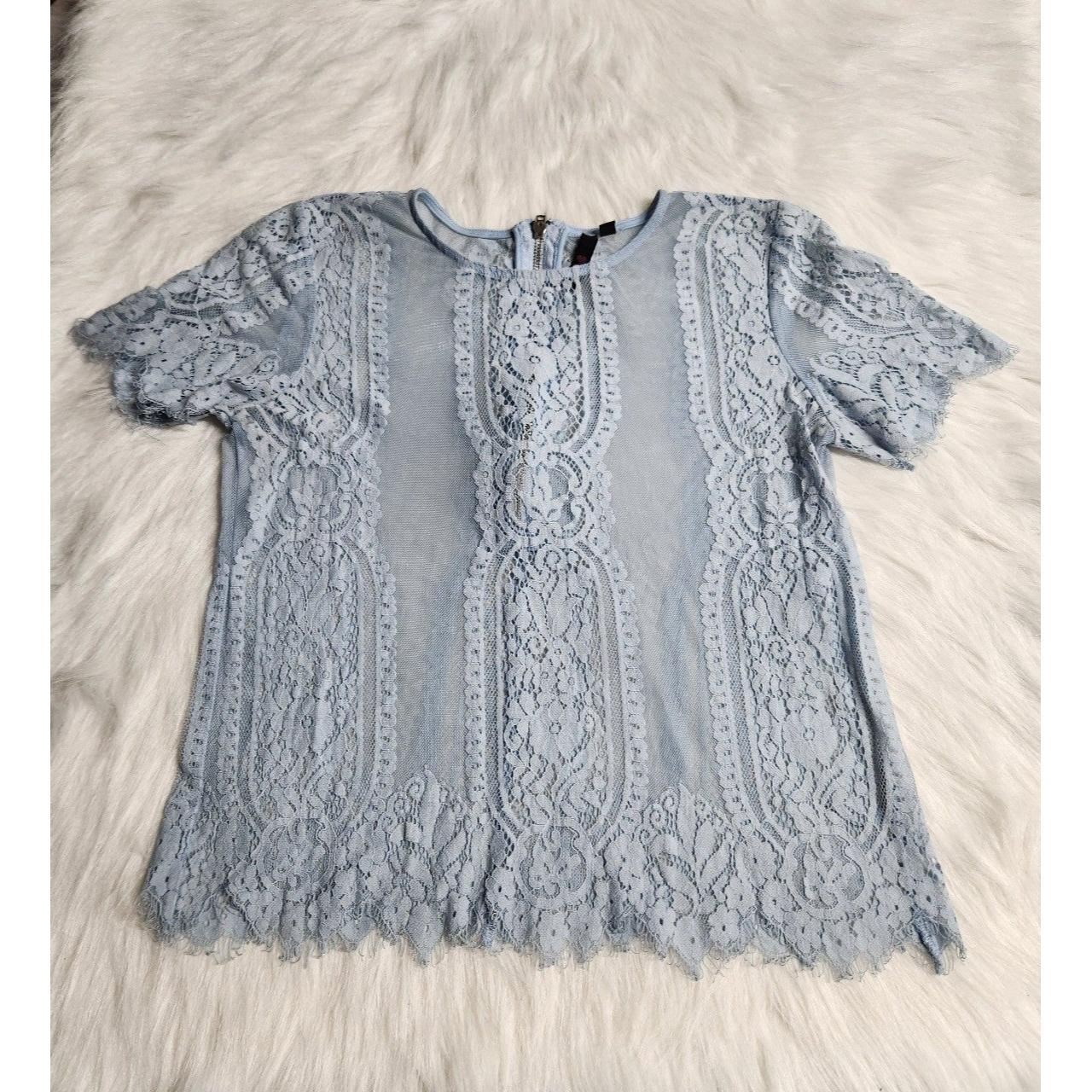Sheer Baby Blue Ladies Shirt Size Small Sheer, zips... Depop