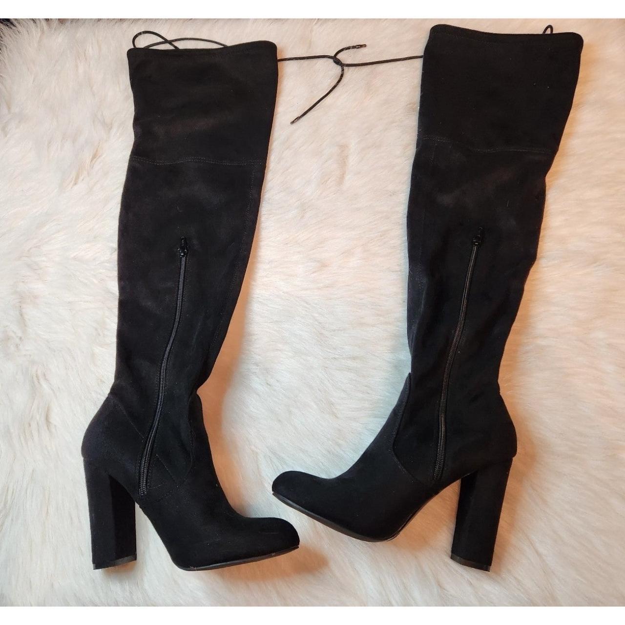 Over The Knee Ladies Black Boots Size 8 Over The... - Depop