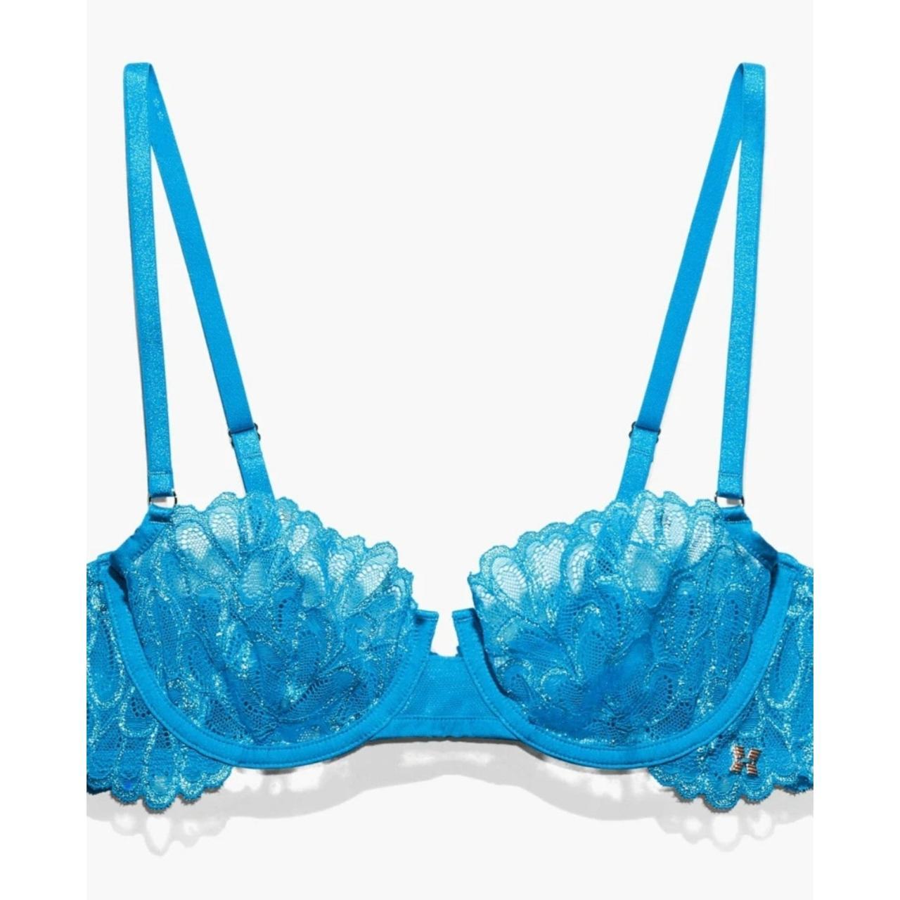 Savage Not Sorry Half Cup Bra with Lace in Blue