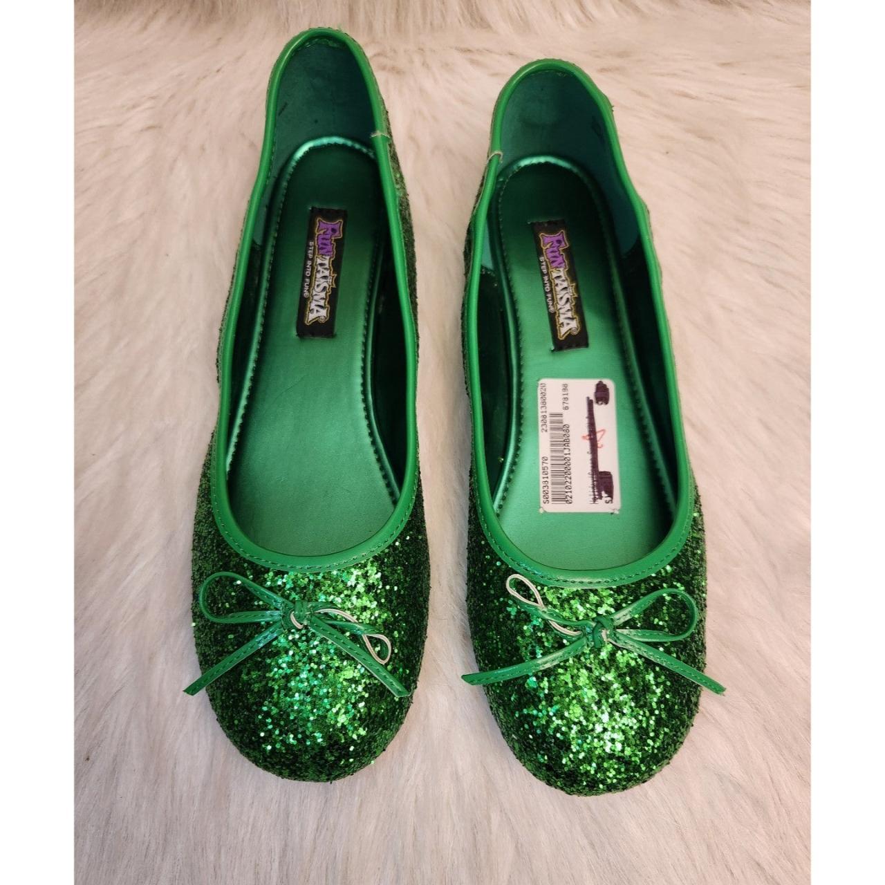 Funtasma Green Glitter Flats Ladies Size 10 Great... Depop