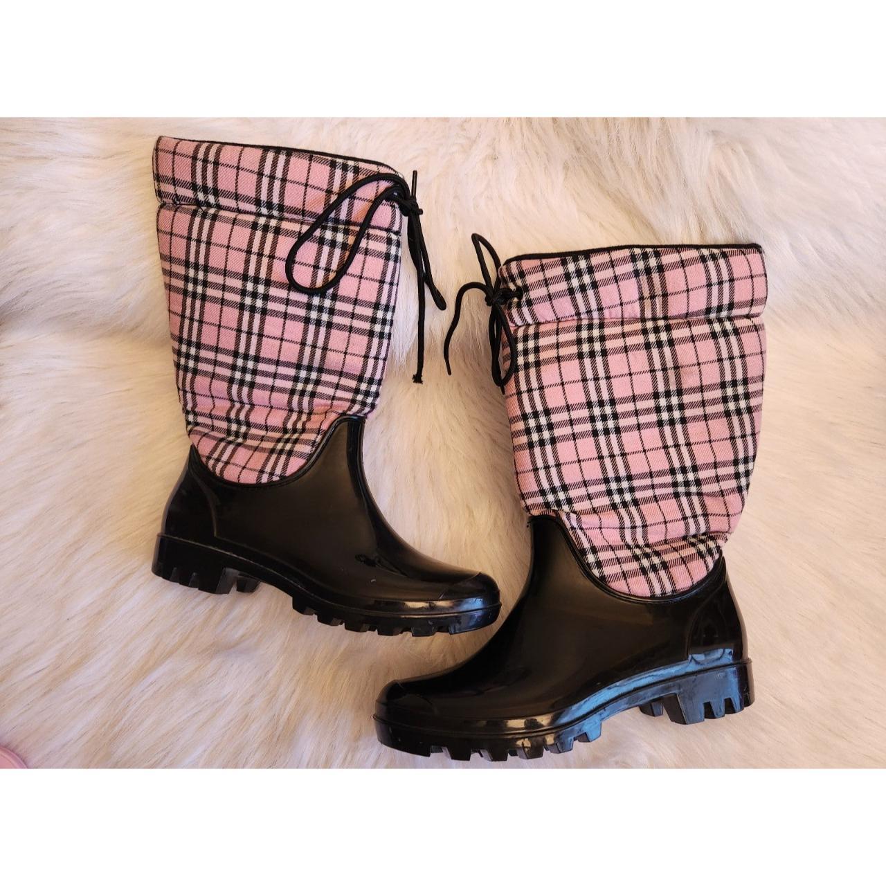 Corkys Pink Plaid Insulated Winter Rain Boots Size... Depop