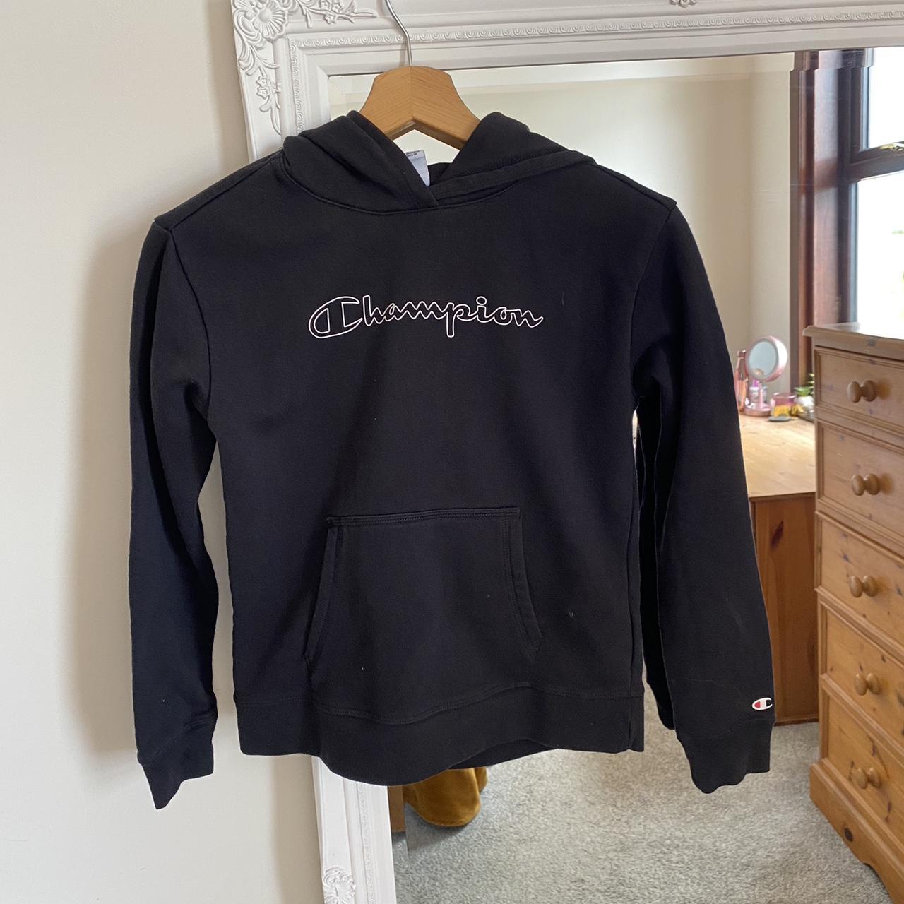 Champion Boys Black Hoodie Size x-large/13-14 years.... - Depop