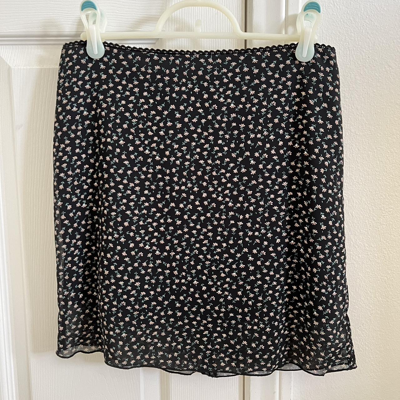 Brandy Melville Ciara Floral Mesh Mini Skirt... - Depop