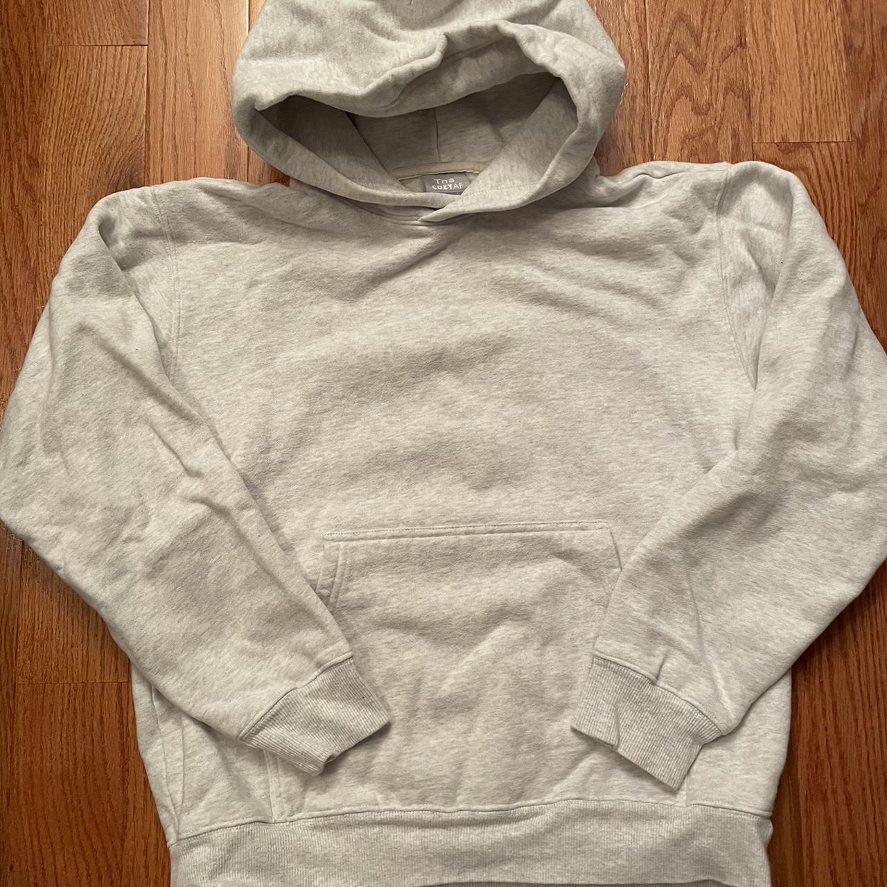 Grey Aritzia fleece TNA hoodie Size S Super cozy... - Depop