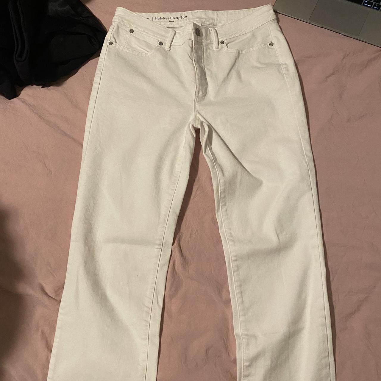 Talbots high rise boot cut white jeans size 6 long... - Depop