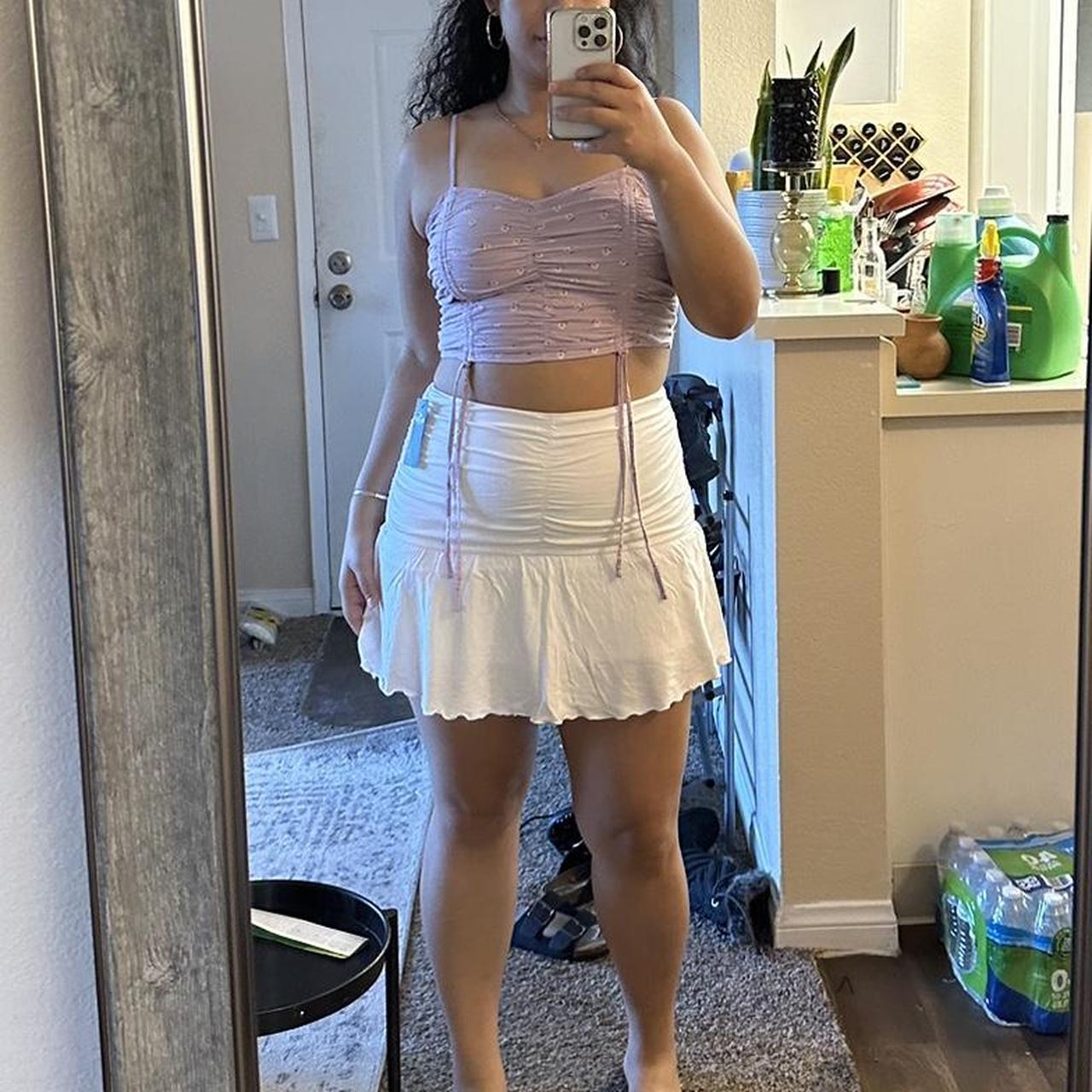 white hollister mini skirt. nwt. Depop