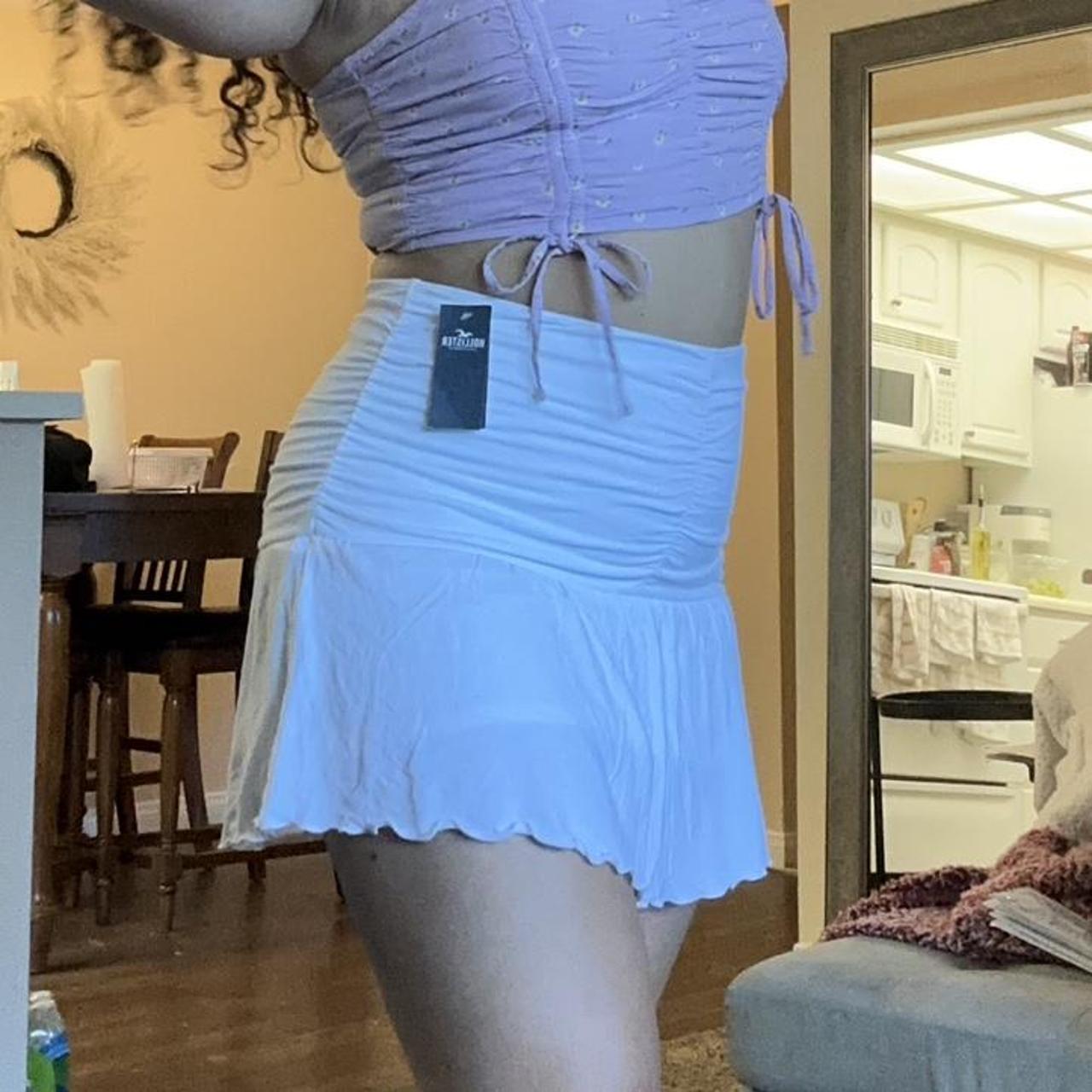 white hollister mini skirt. nwt. Depop