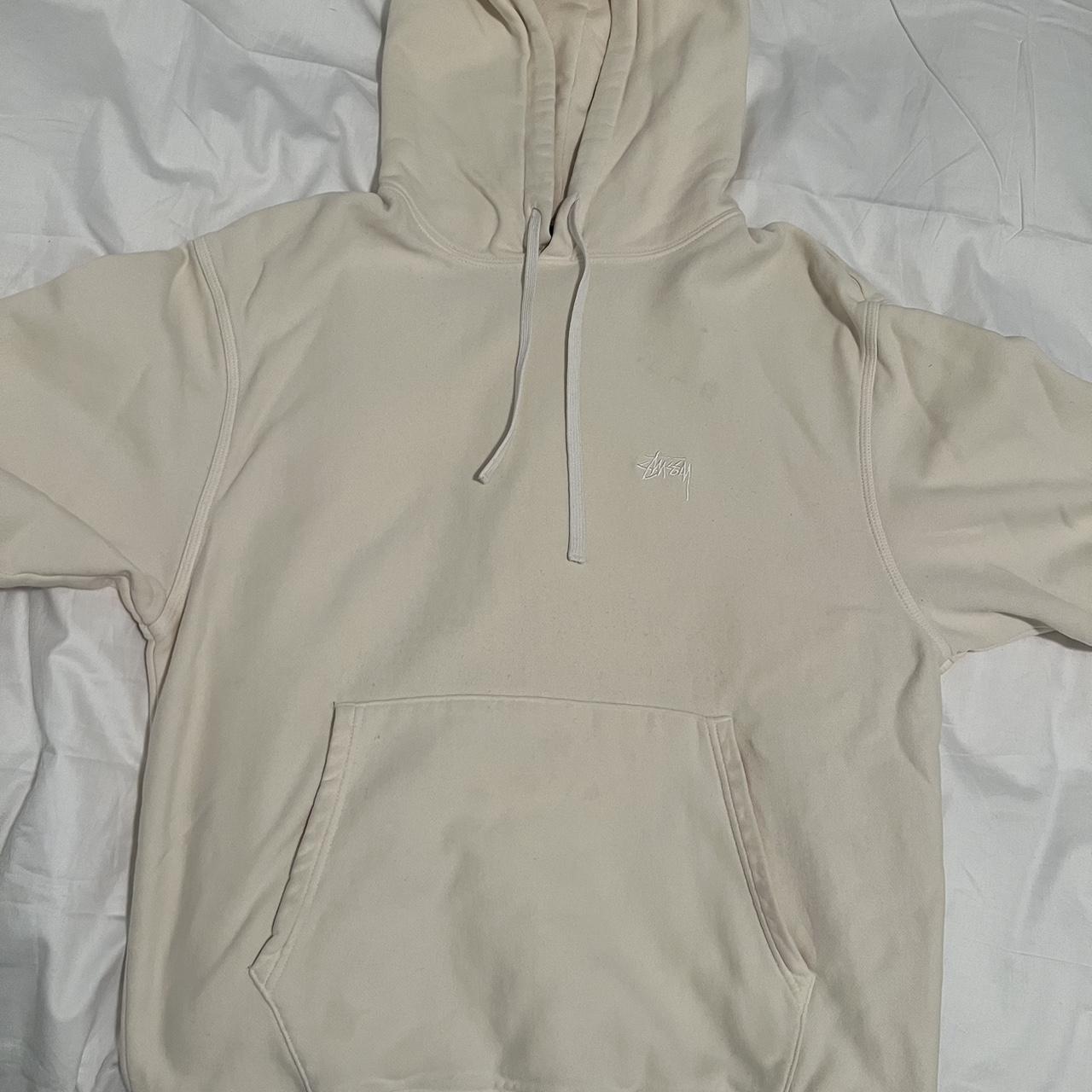 Stüssy Men's Cream Hoodie Depop