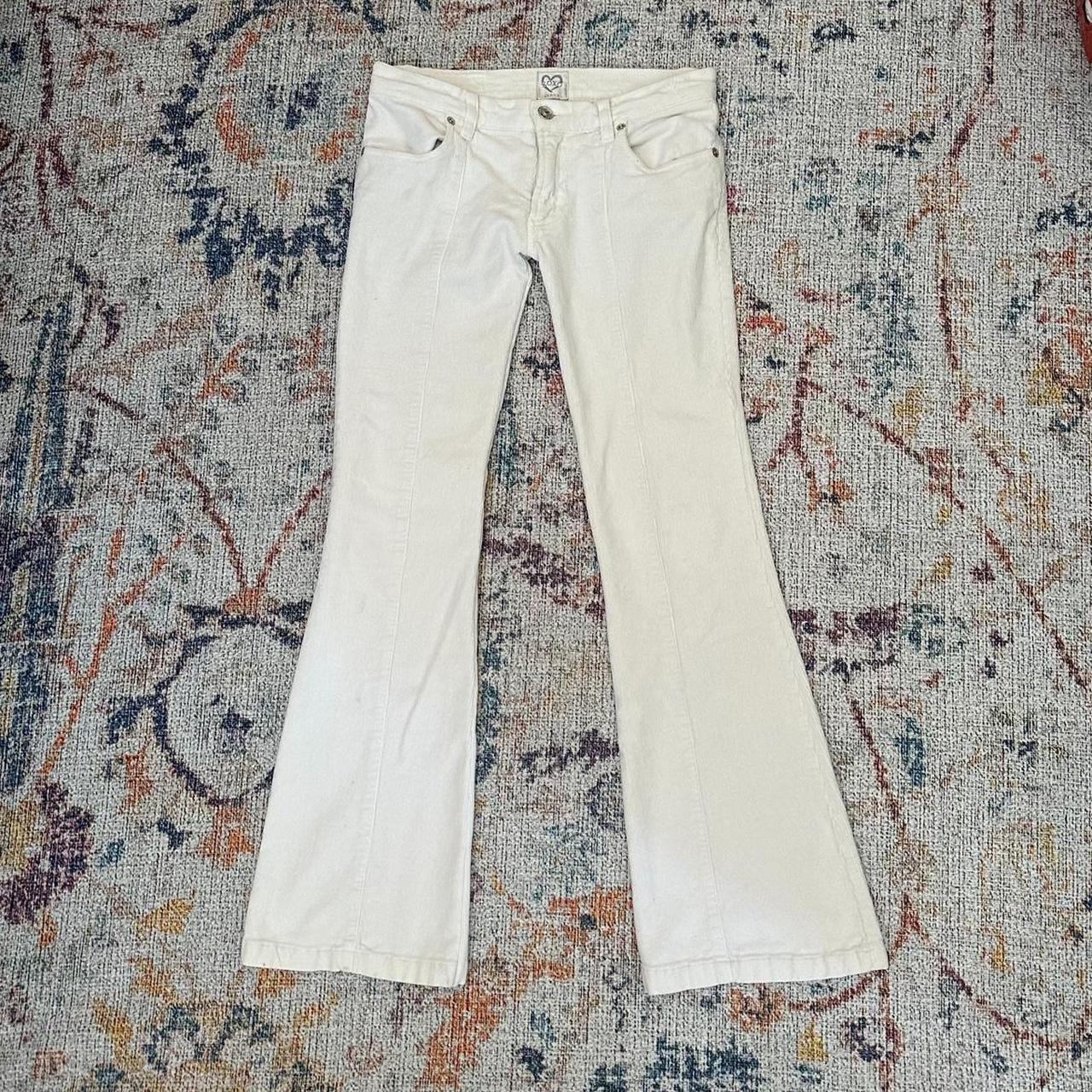 vintage y2k early 2000s white ultra low rise... - Depop