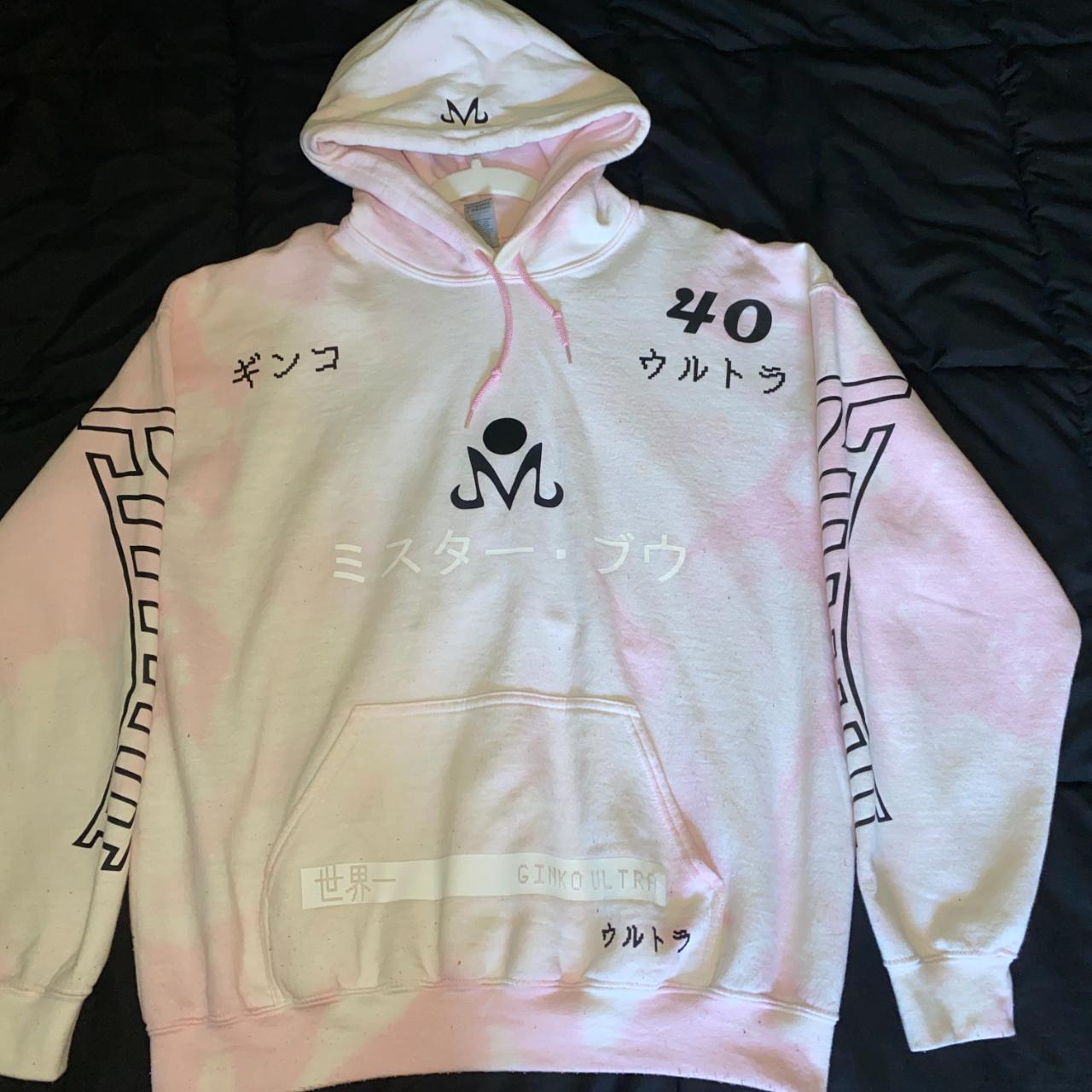 White hoodie discount with pink writing