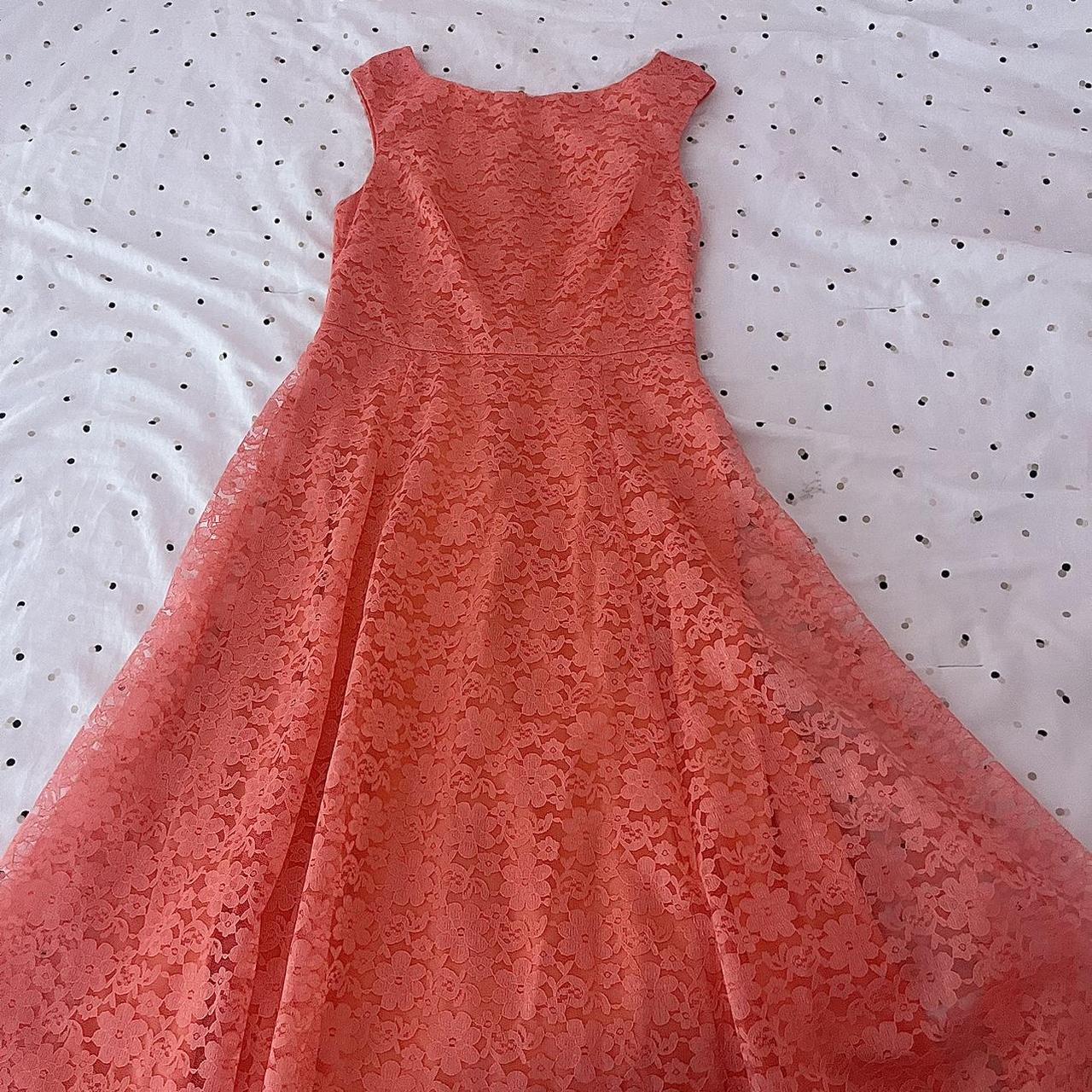 Betsey Johnson Women's Orange and Pink Dress | Depop