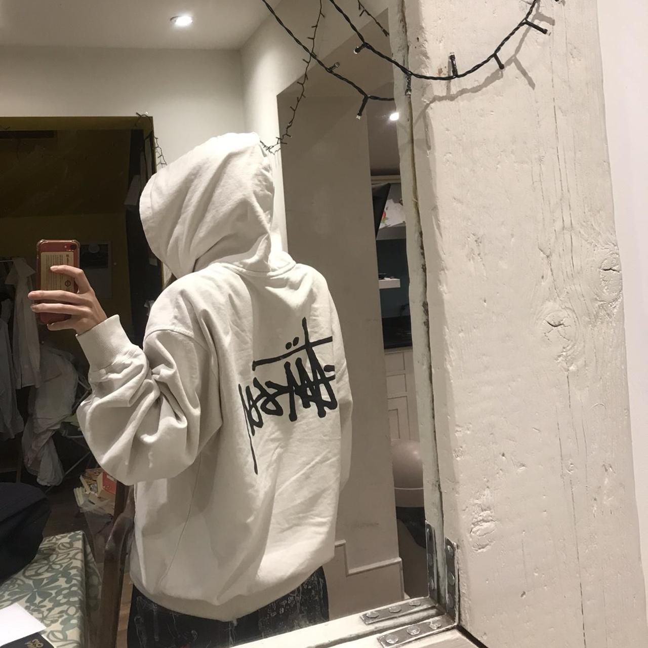 white oversized stussy hoodie. Genuine from the... - Depop