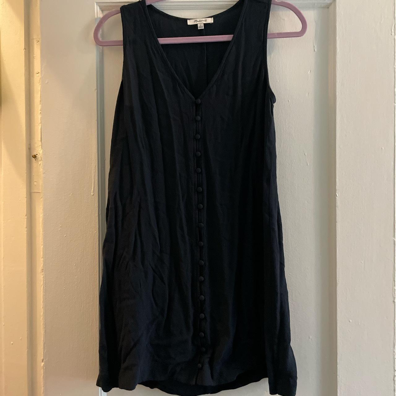 Madewell navy blue button up mini dress V neck,... - Depop