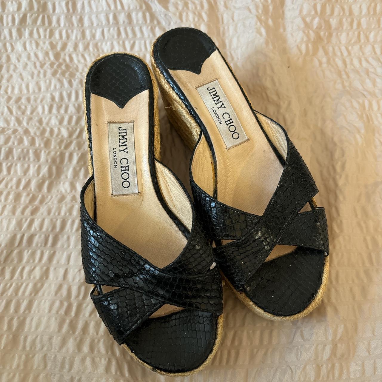 Jimmy Choo Black Python Embossed Leather