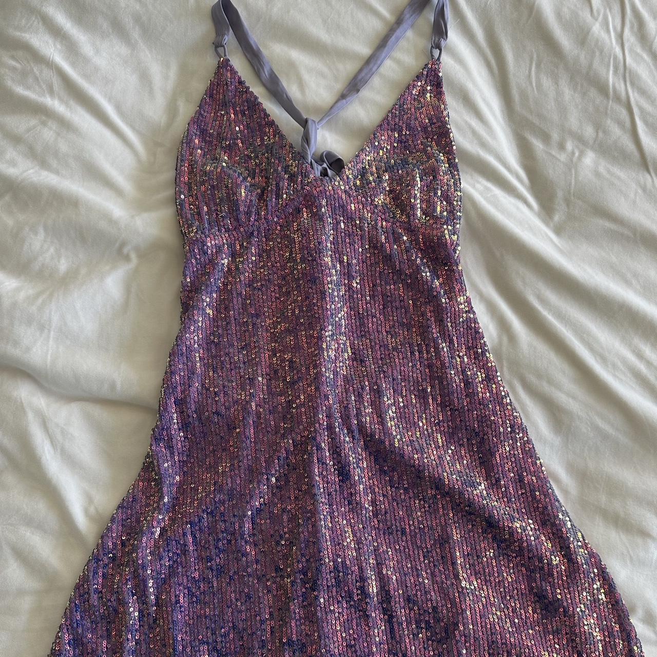 free people gold rush mini dress lilac! Sequence... - Depop