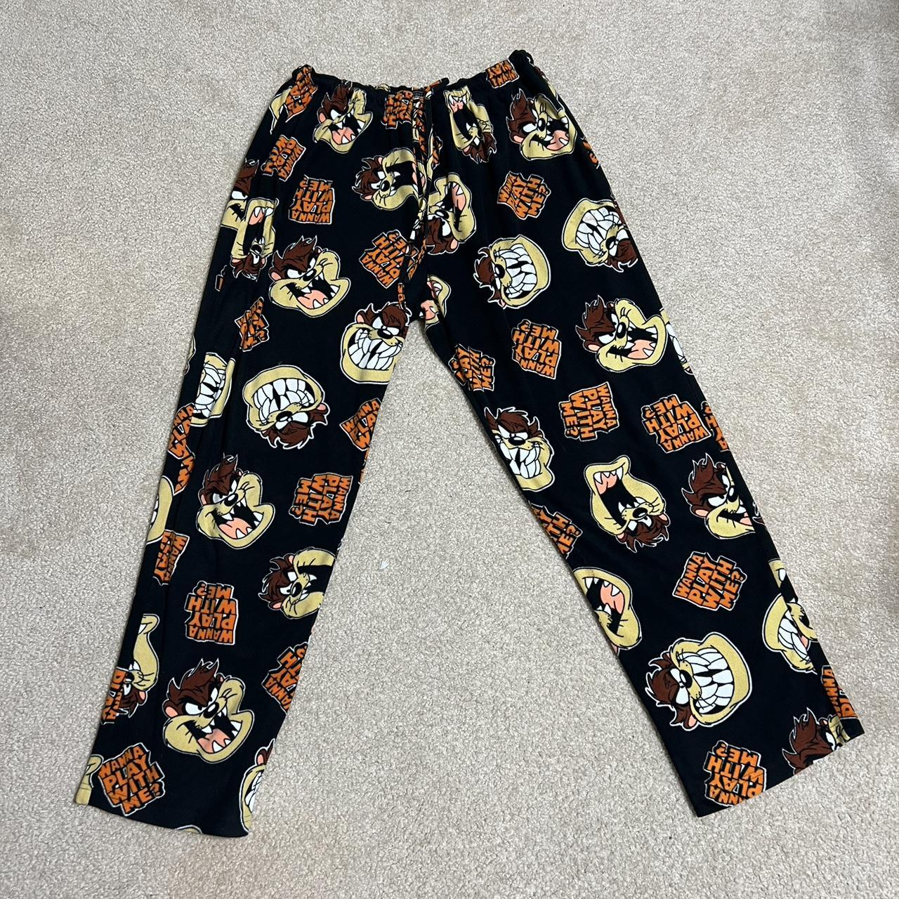 Vintage Taz Looney Tunes All Over Print Pajama Pants Depop