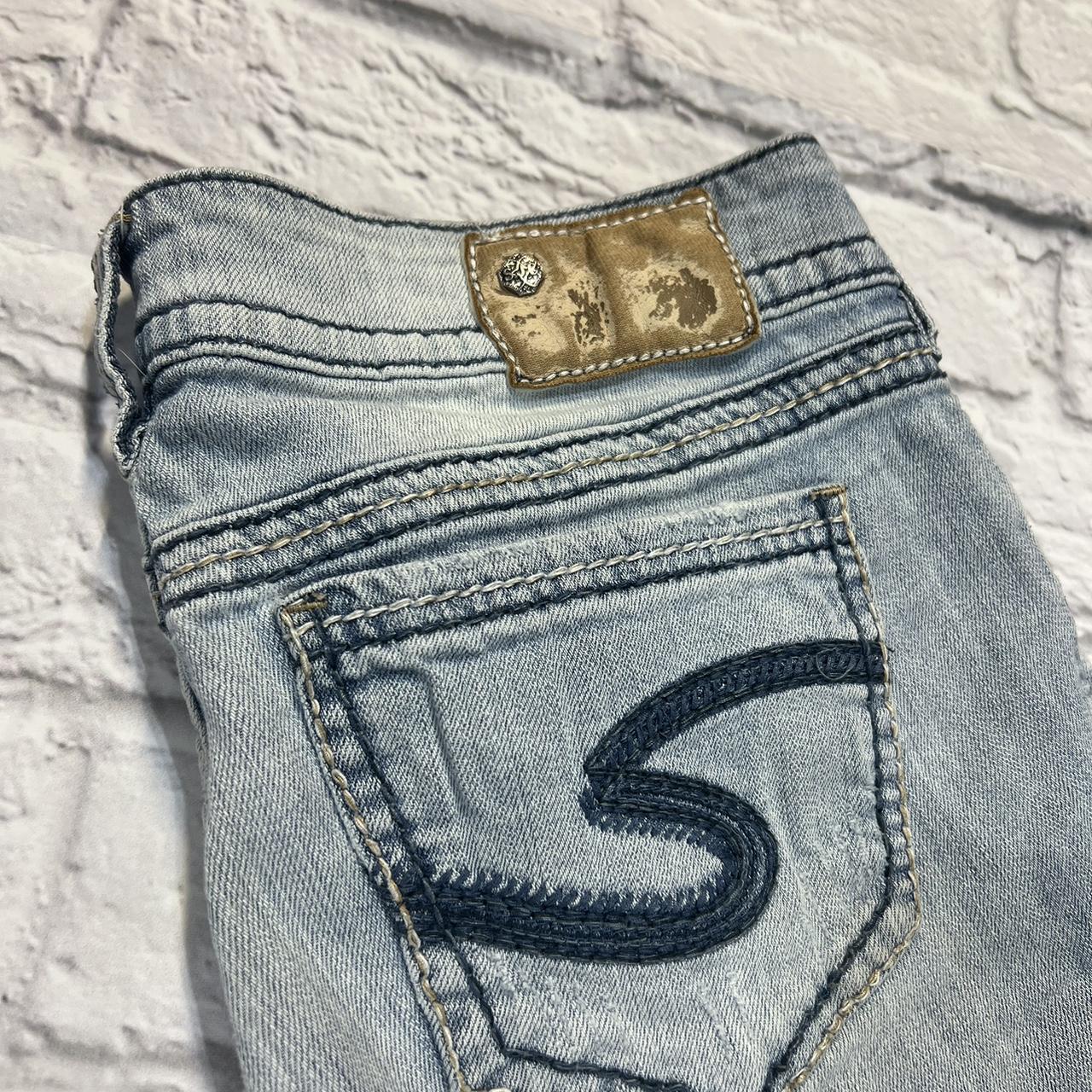 Vintage Women’s Silver Jeans Y2K Denim Size Waist 28... - Depop