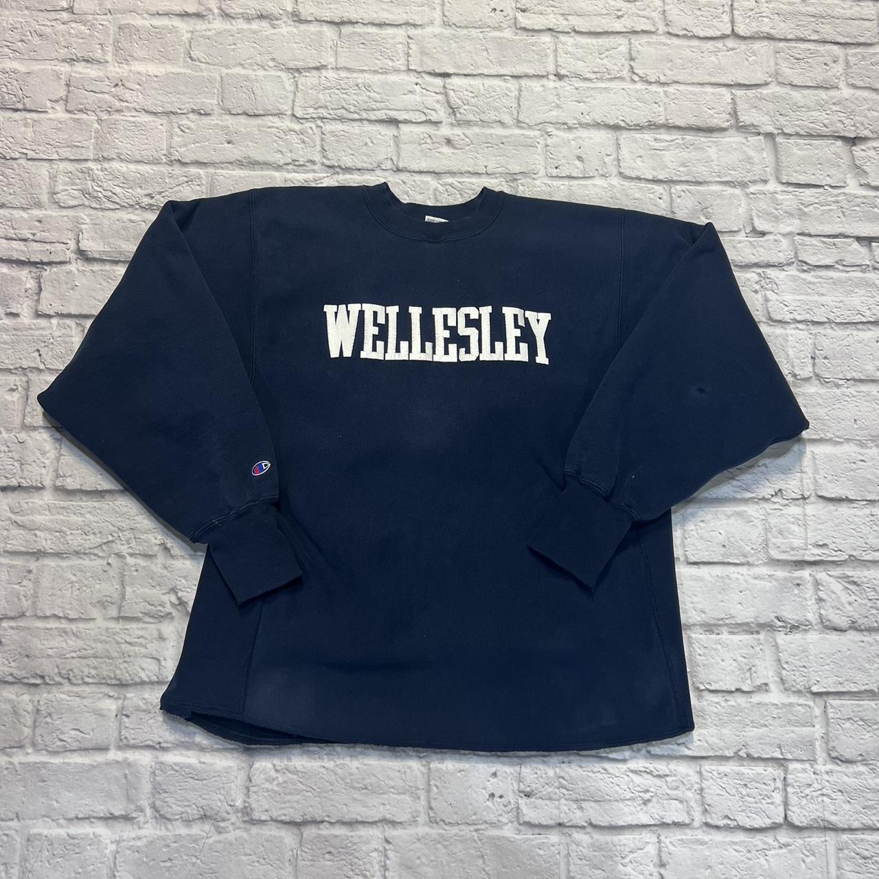 肌触りがいい Weave Reverse Champion 2XL Depop | Navy Wellesley Sweatshirt トップス