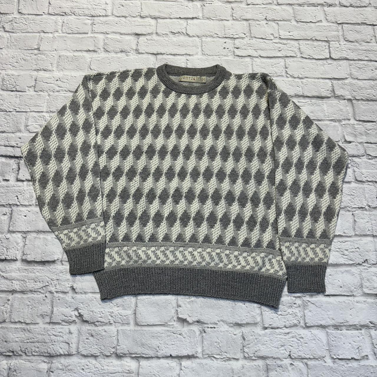 Vintage S Jantzen Acrylic Geometric Knit Sweater Depop