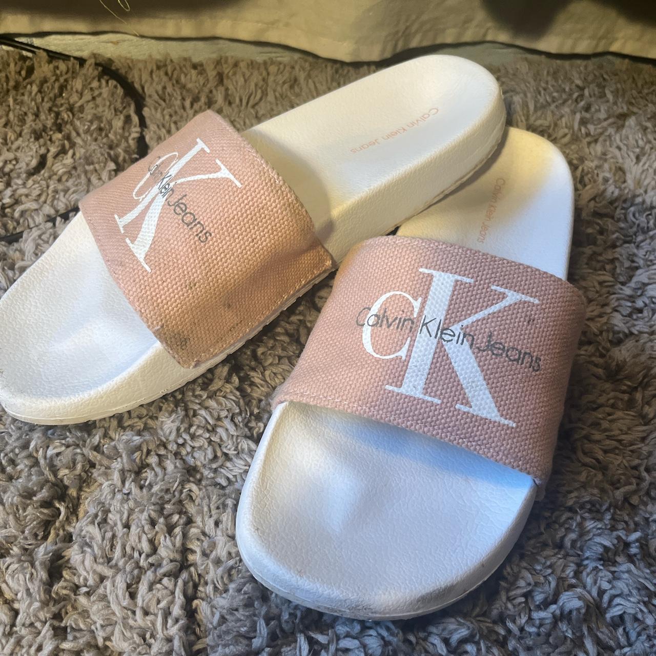 Calvin klein sliders. Not worn much but could use a... - Depop