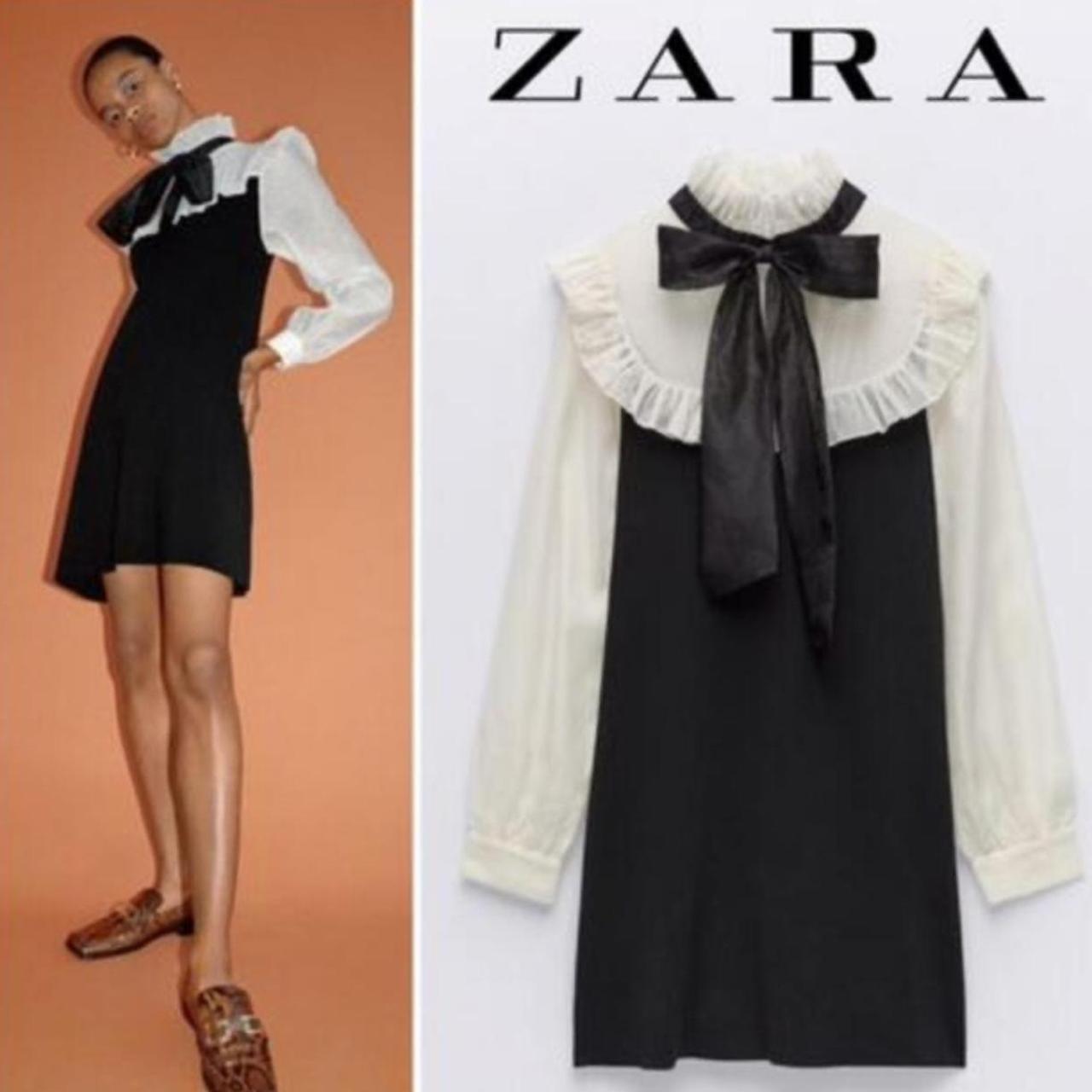 Zara combination knit dress with bowl black Brand... Depop