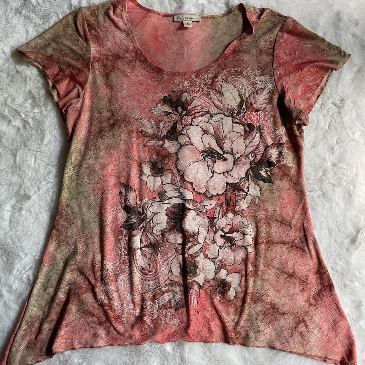 vintage early 2000s flower graphic style shirt made | Depop