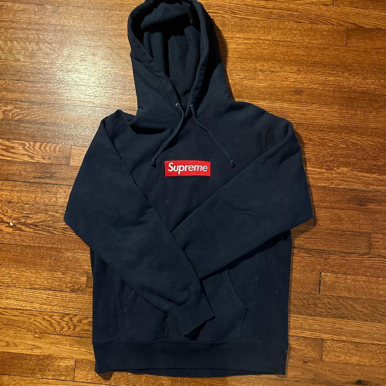 Supreme black red sales box logo hoodie