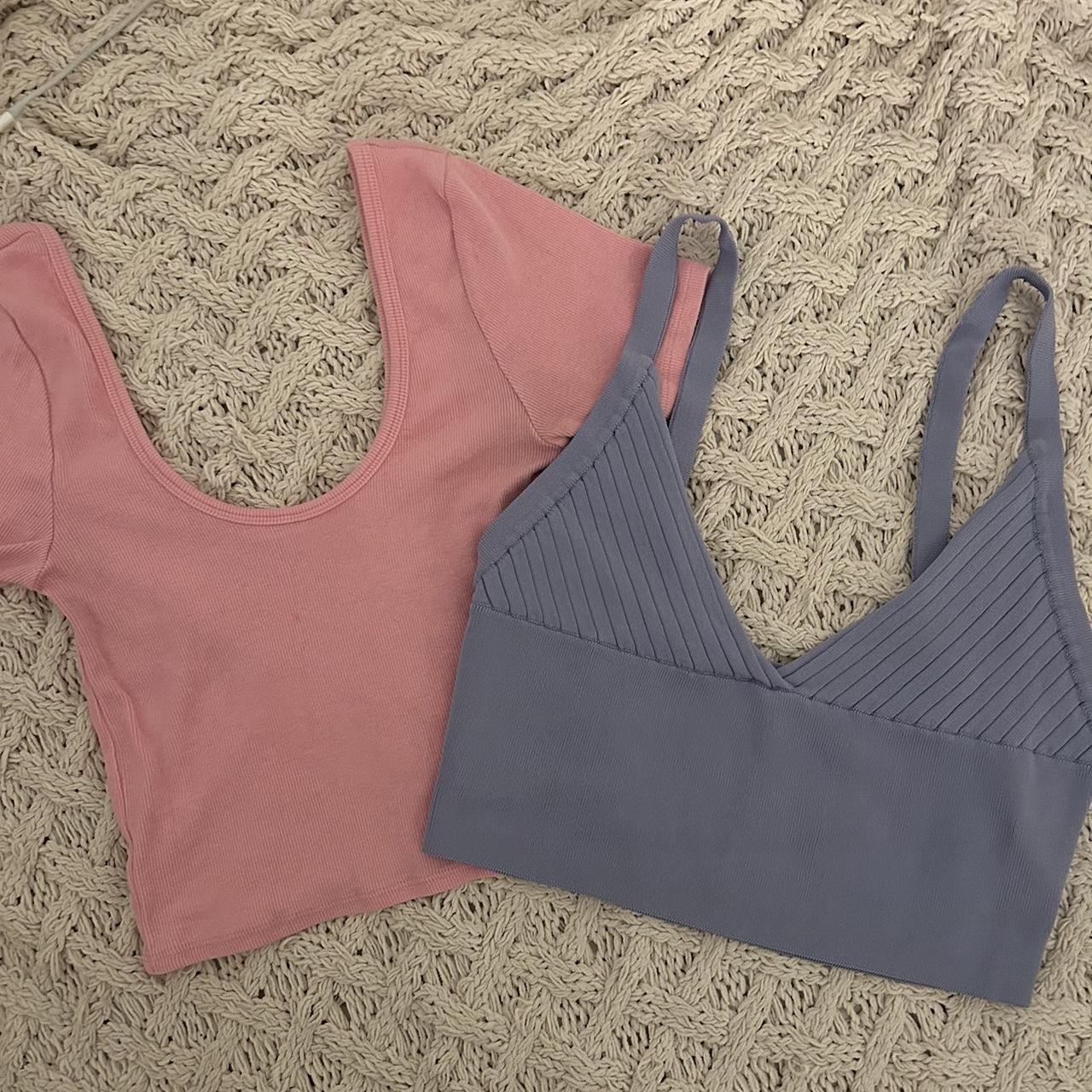 PacSun Women's Pink and Blue Crop-top