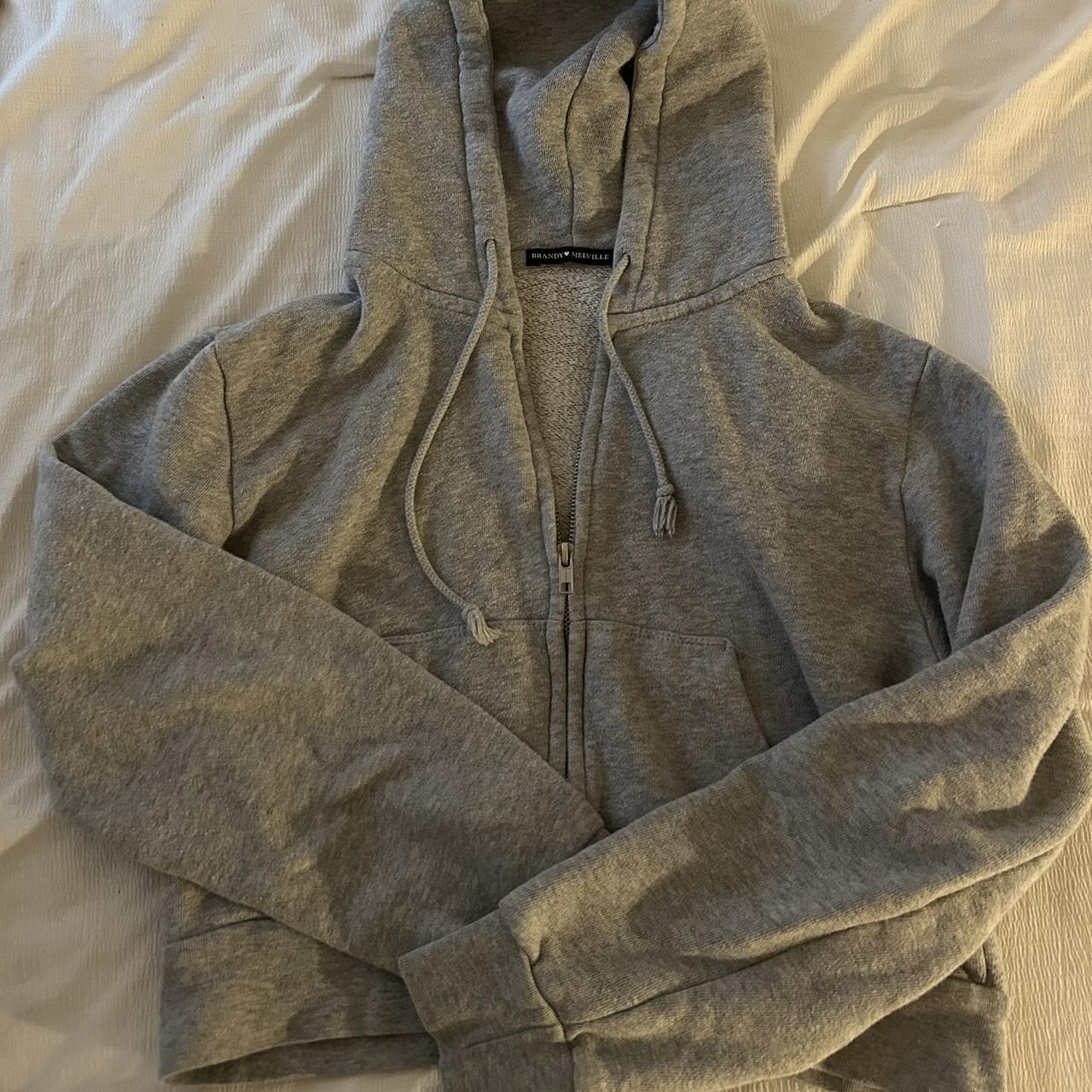 Brandy Melville Gray Cropped Hoodie ⭐️ os best fit a... - Depop