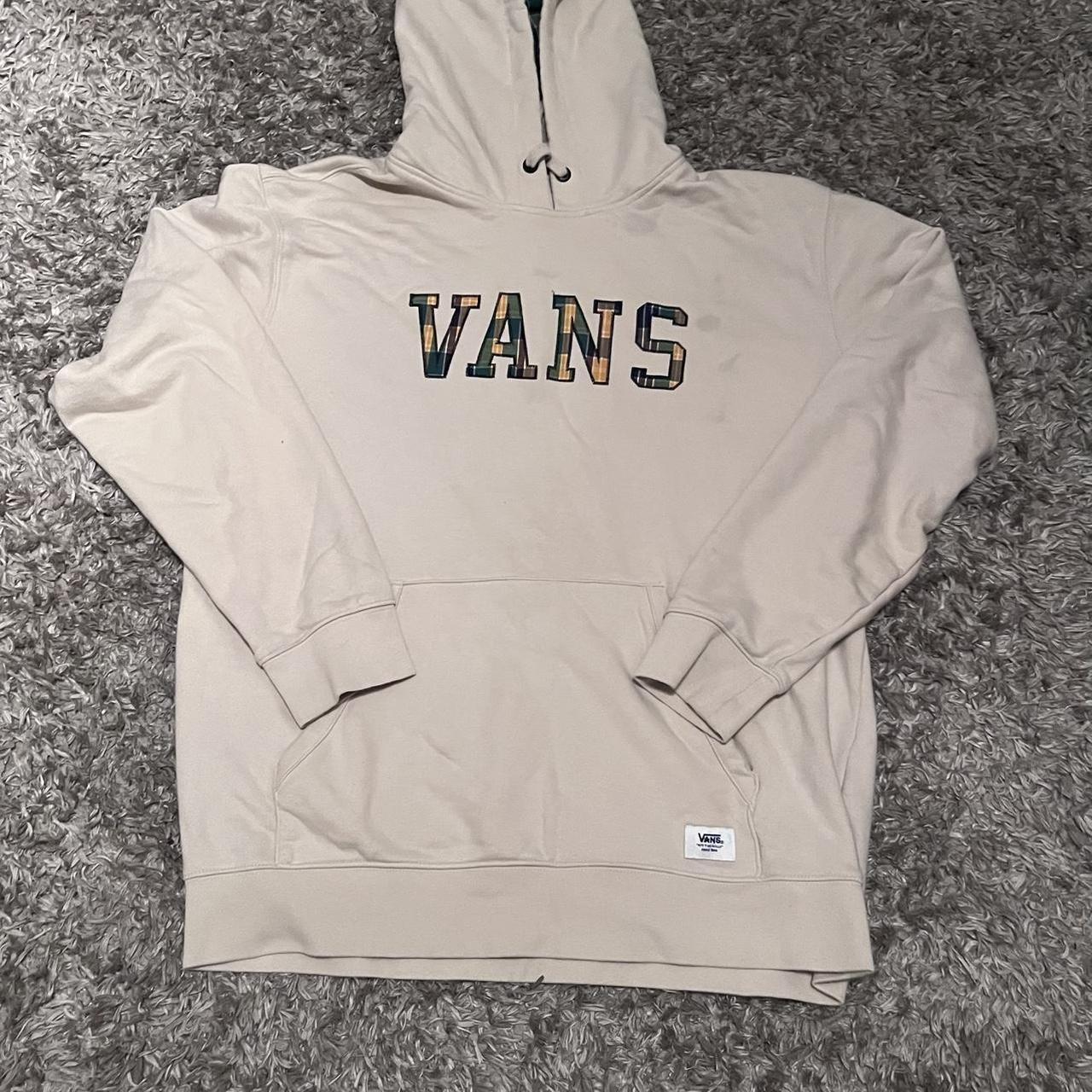 Vans beige hoodie measurements-27x22 #vans #skate Depop