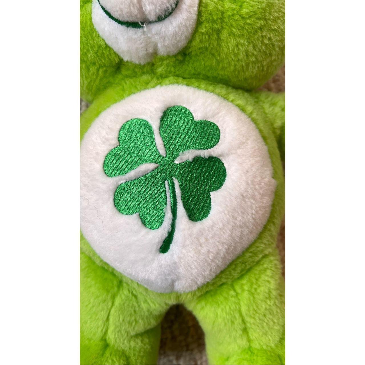 Care Bear Good Luck 20th Anniversary green stuffed - Depop