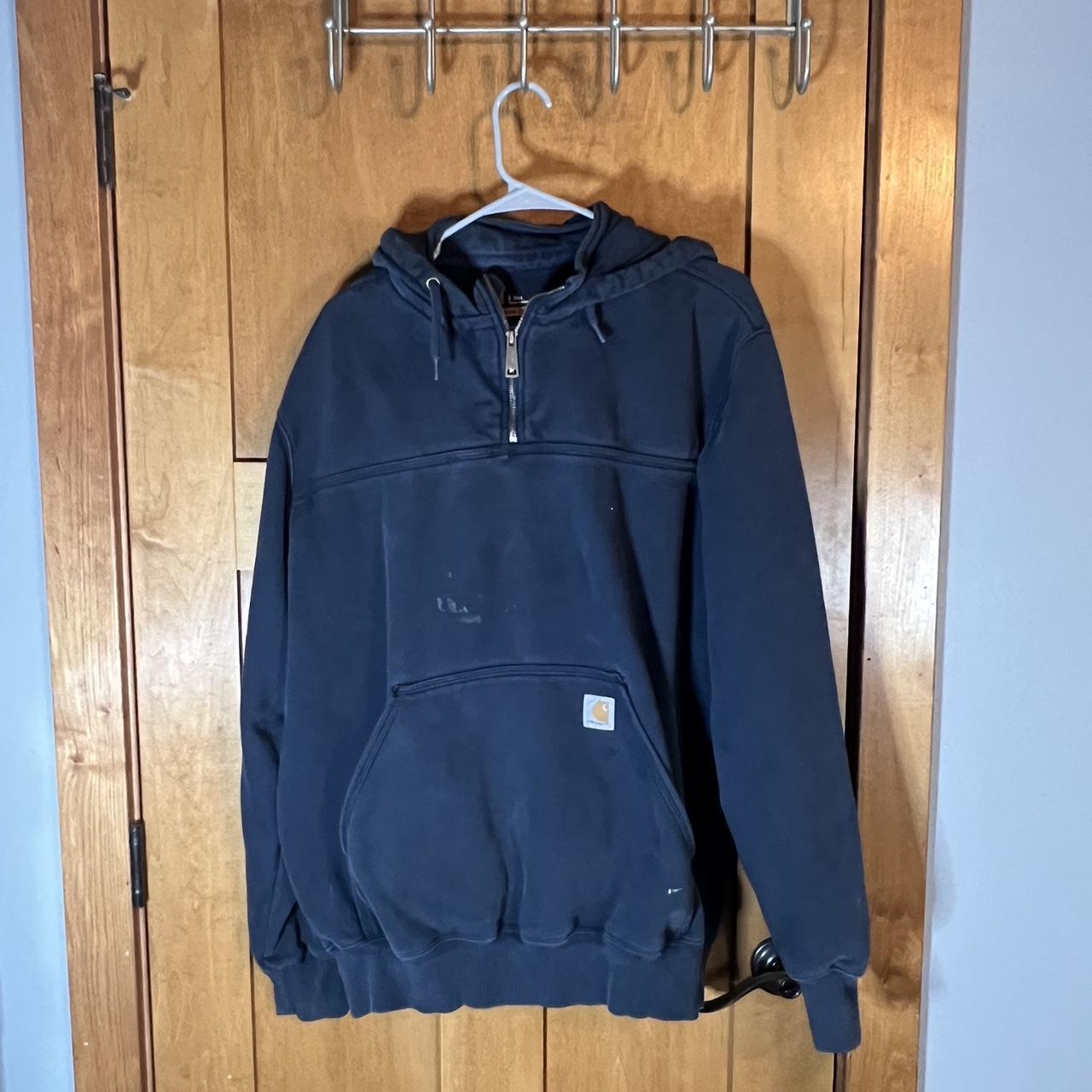 carhartt hoodie- labeled “tall L” minor stains on... - Depop