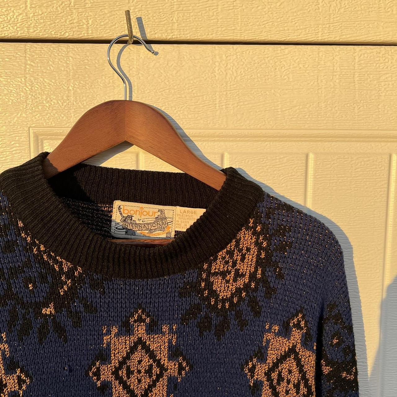 Vintage Bonjour Knitted Sweater Size Large In... - Depop