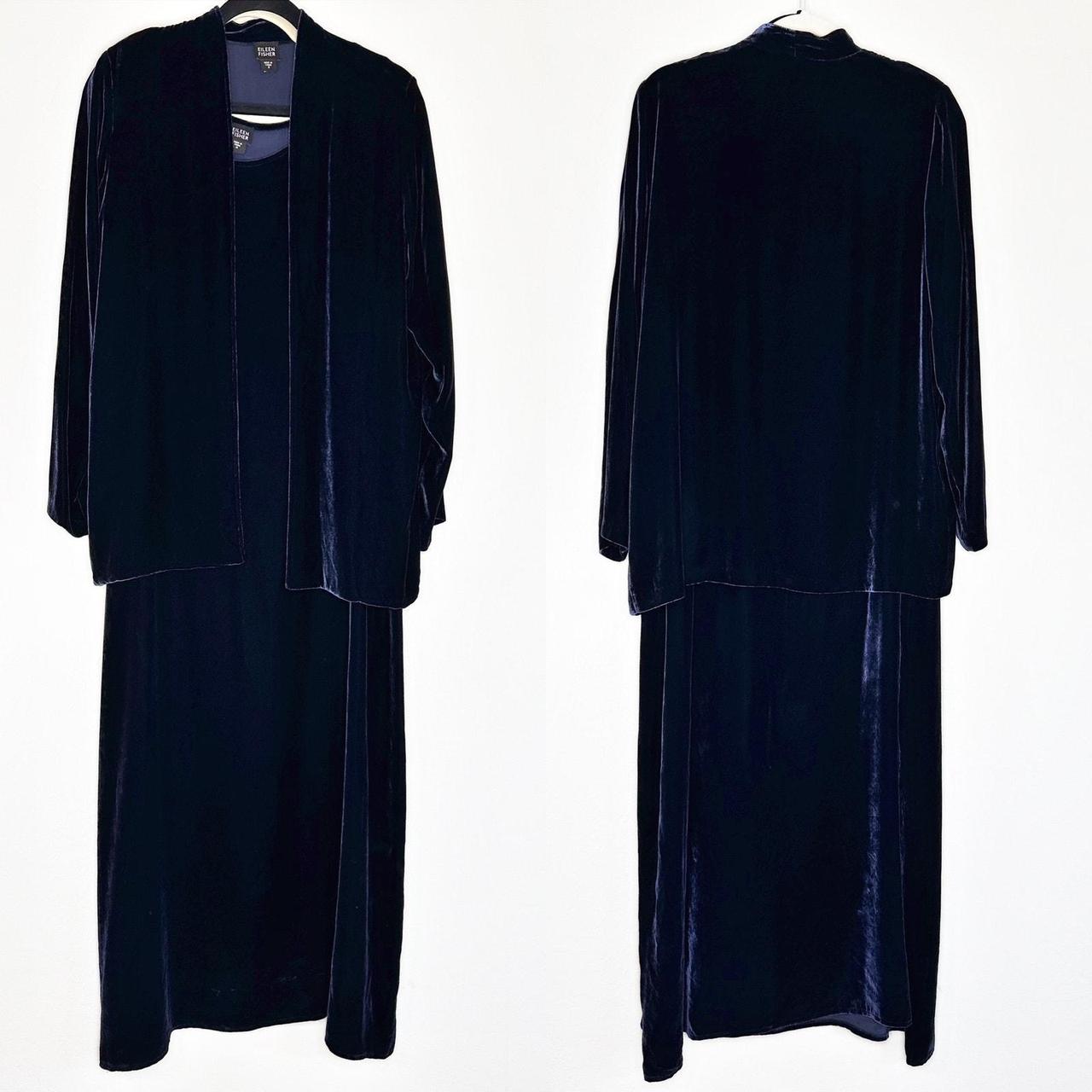 2 Piece Velvet Dress Set Eileen Fisher Navy Blue