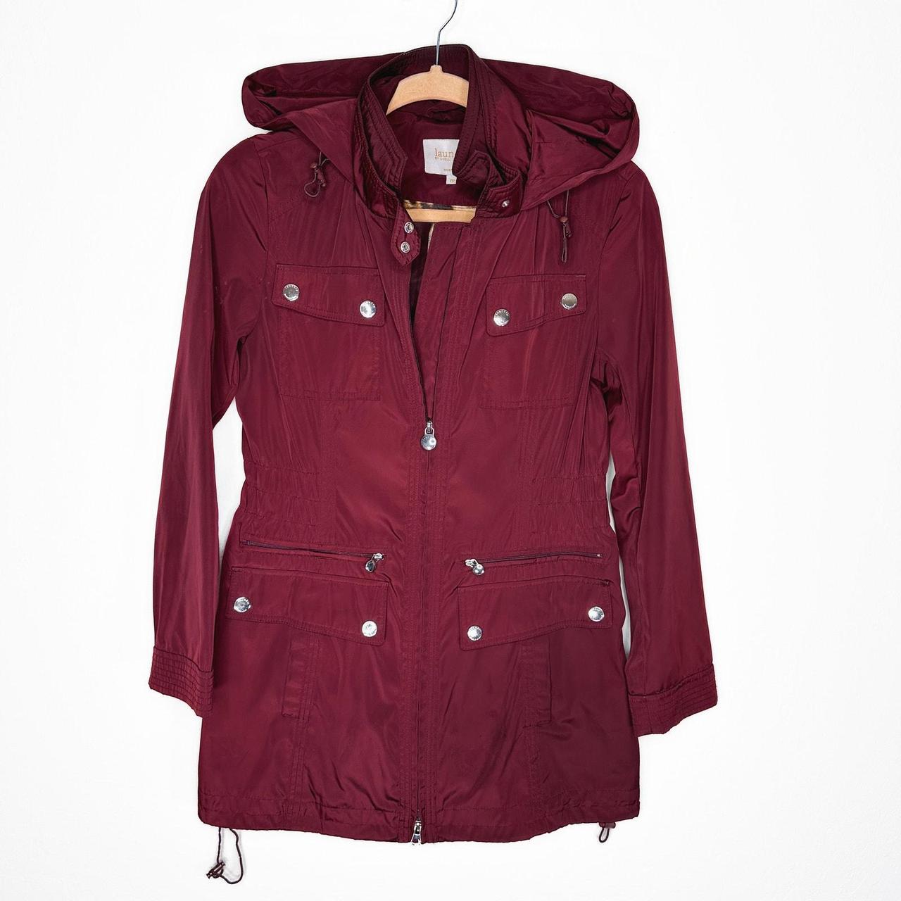 Burgundy Cinched Rain Jacket Coat Laundry by Shelli. Depop