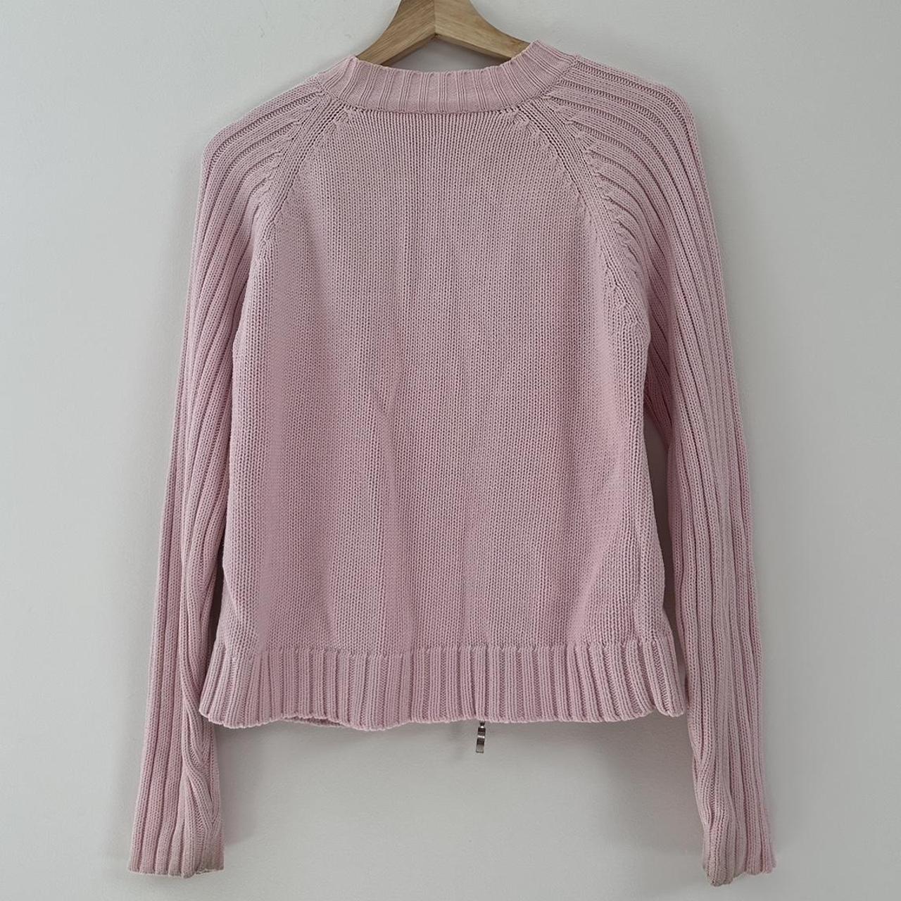 Gorgeous baby pink double zip up knit sweater... - Depop