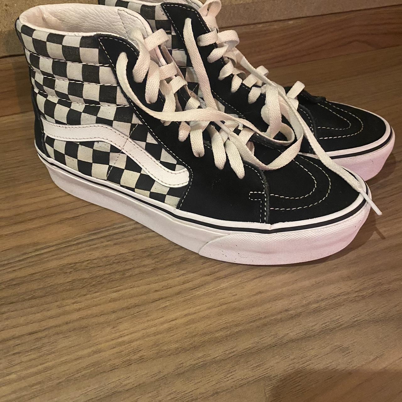 Vans - High top - Black and white checkard - sk8-hi... - Depop