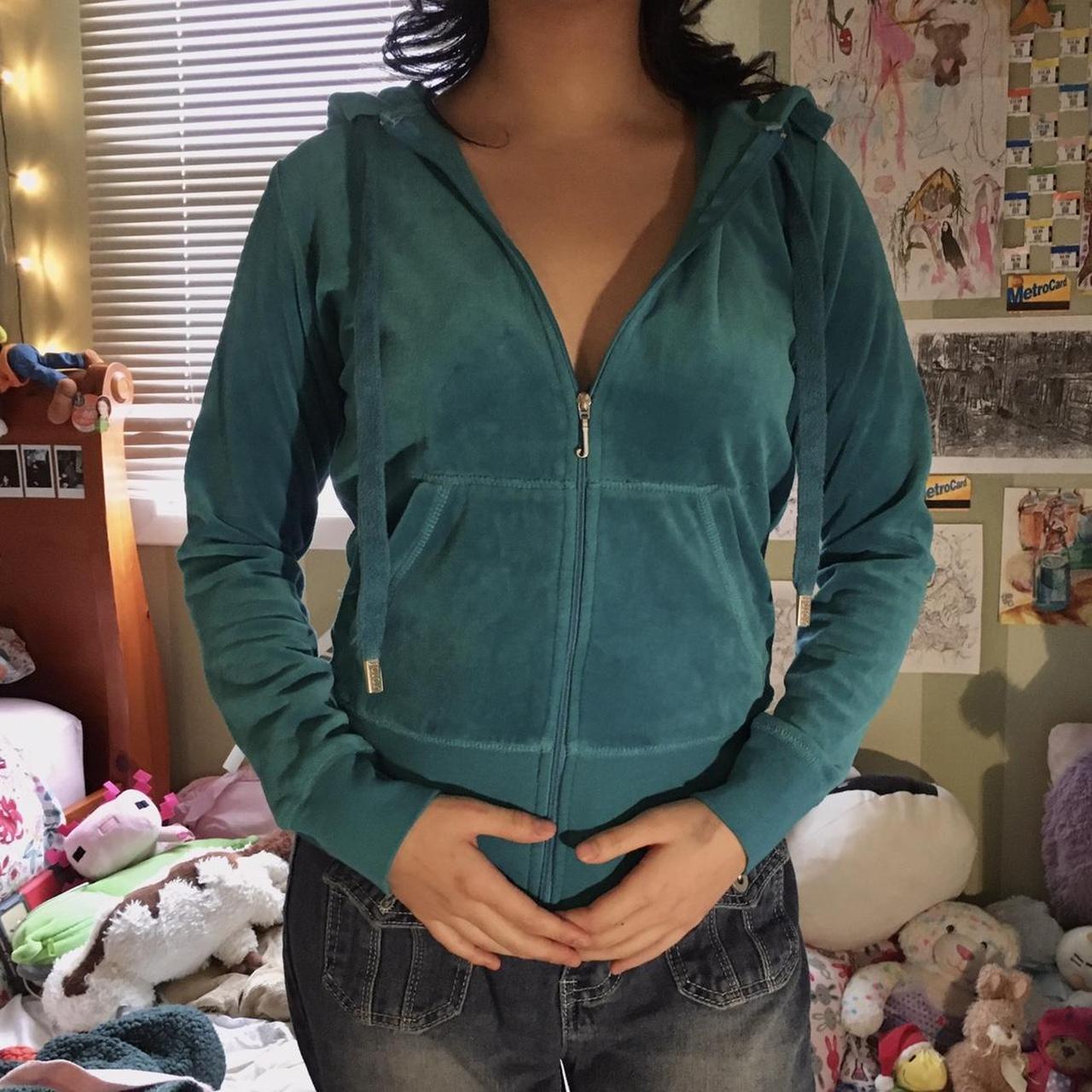 Juicy Couture Women's Blue Hoodie | Depop