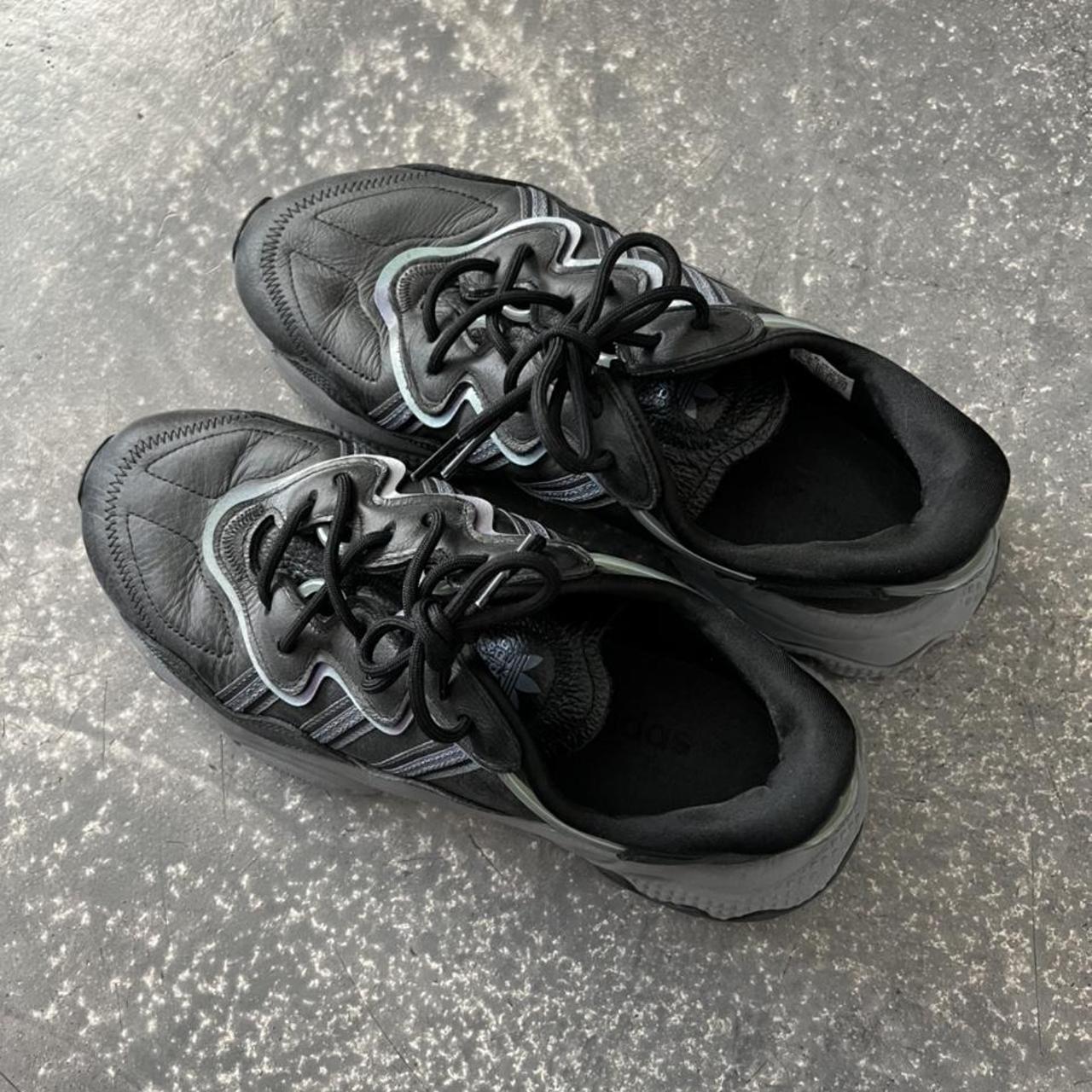 Adidas Ozweego adiprene black leather and reflective... - Depop