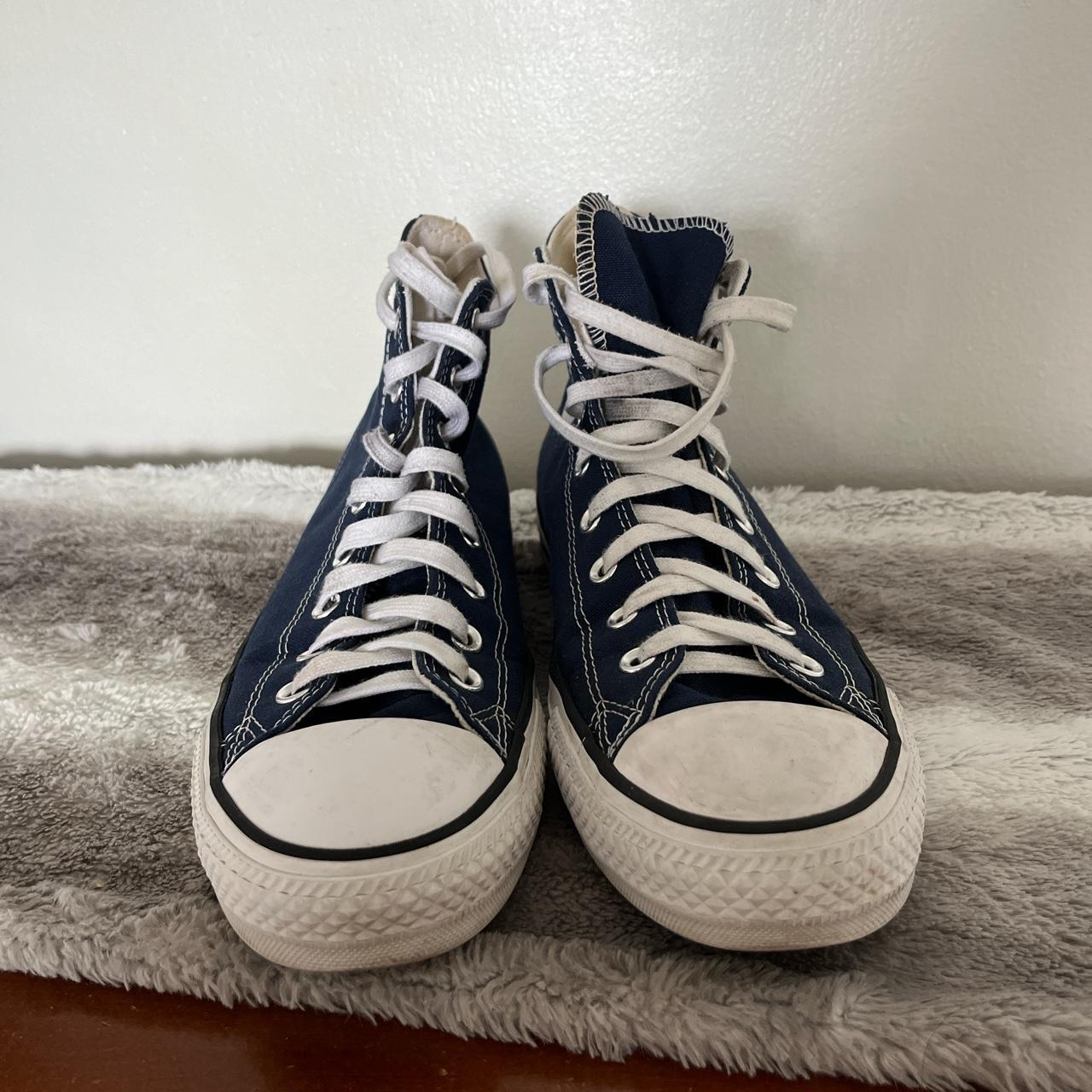 Navy blue converse, high tops Barely worn still in... - Depop