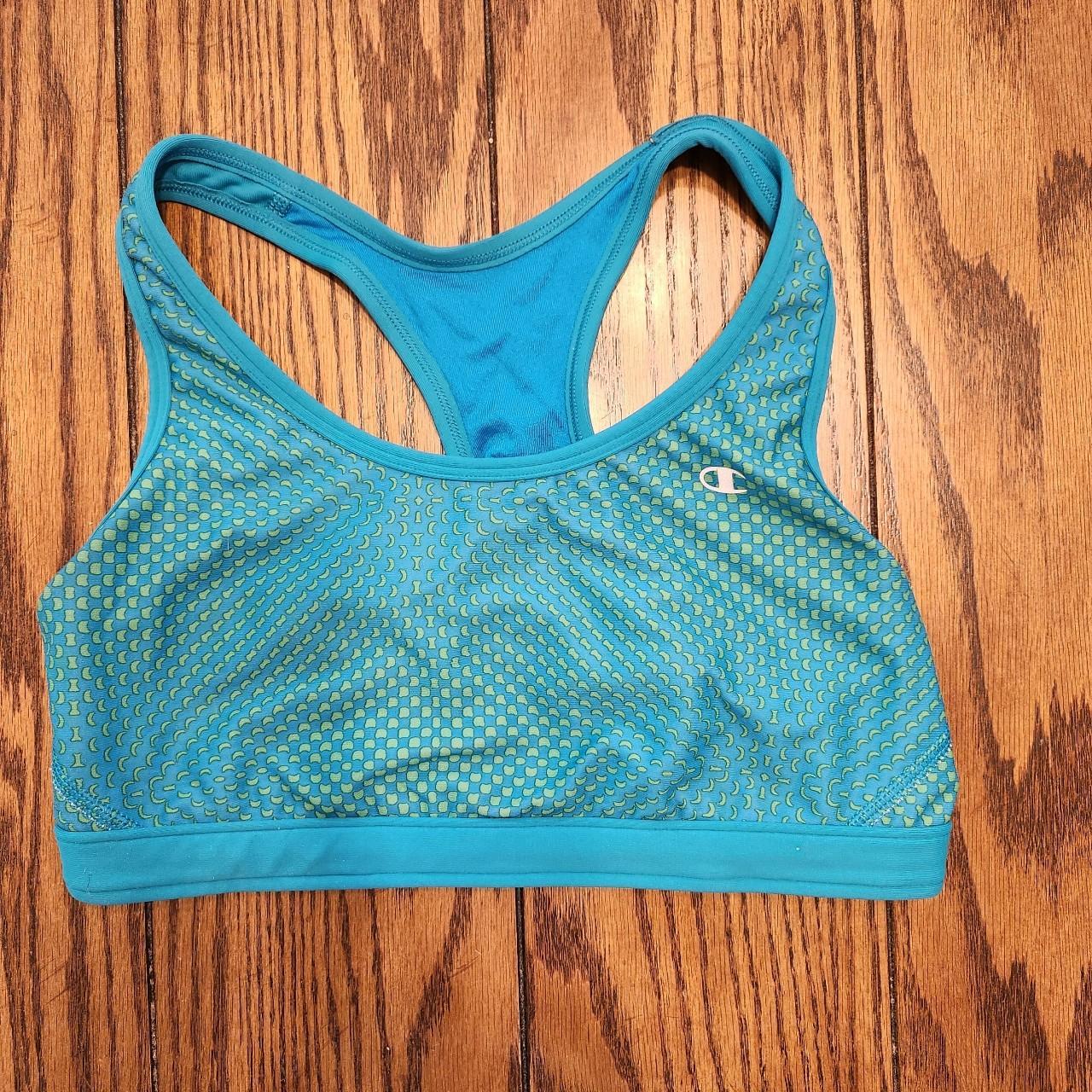 Champion medium unlined blue green sports bra Well - Depop