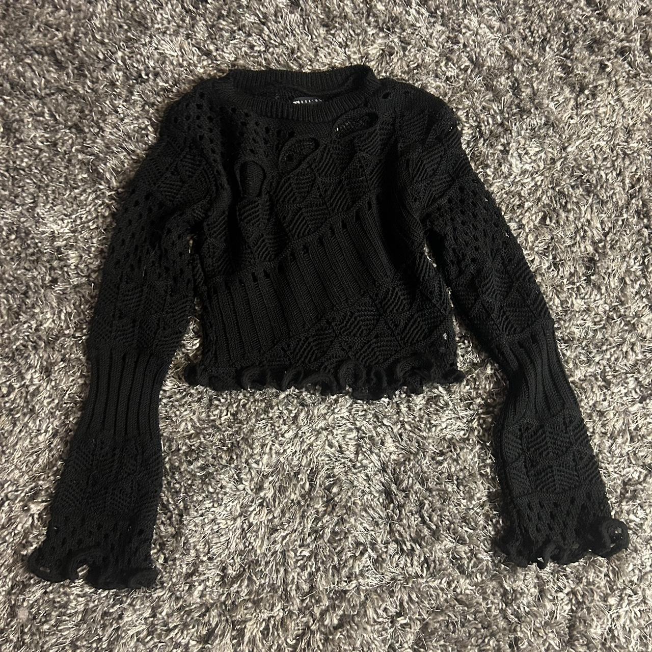 Cropped Crochet Black Sweater ASOS sweater with Depop
