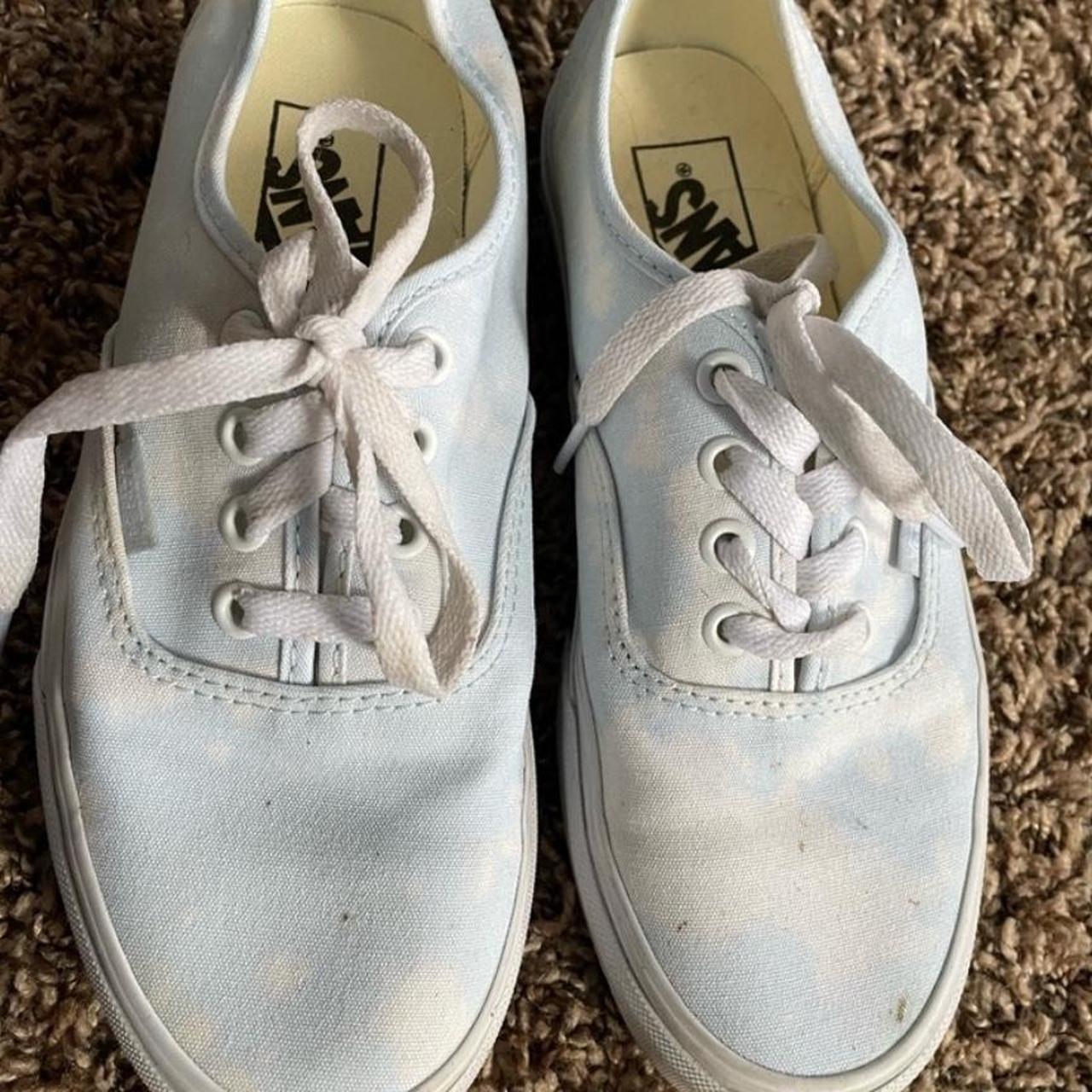 Vans “authentic shoe” white and blue bleach wash - Depop