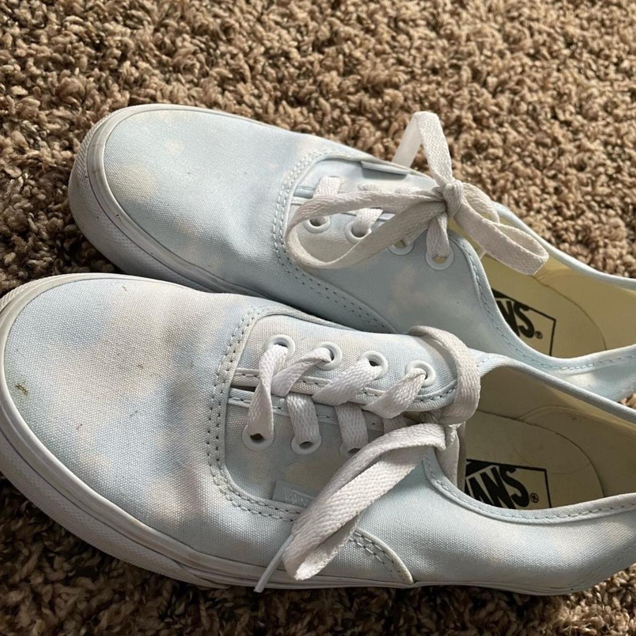 Vans “authentic shoe” white and blue bleach wash Depop