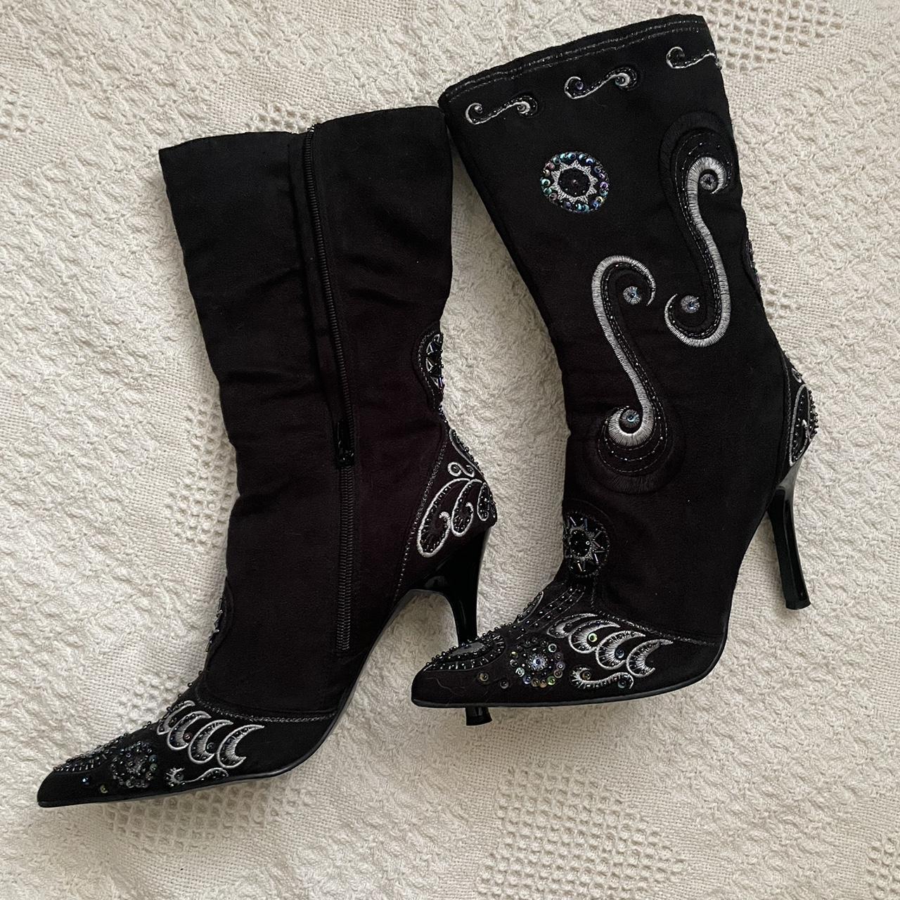 Vintage beaded boots with sun embroidery Brand:... - Depop