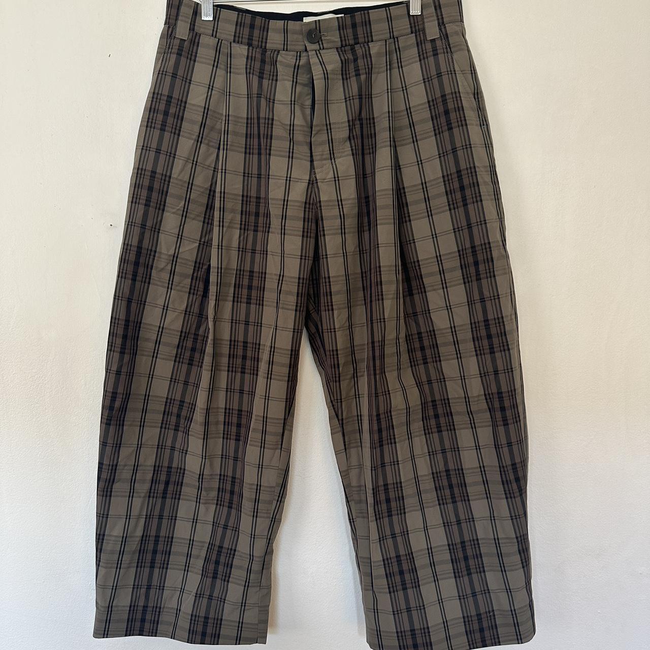 Studio Nicholson Wide Leg tech fabric check pants... - Depop